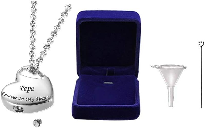 Cremation Urn Necklace for Ashes Urn Jewelry,Forever in My Heart Carved Stainles