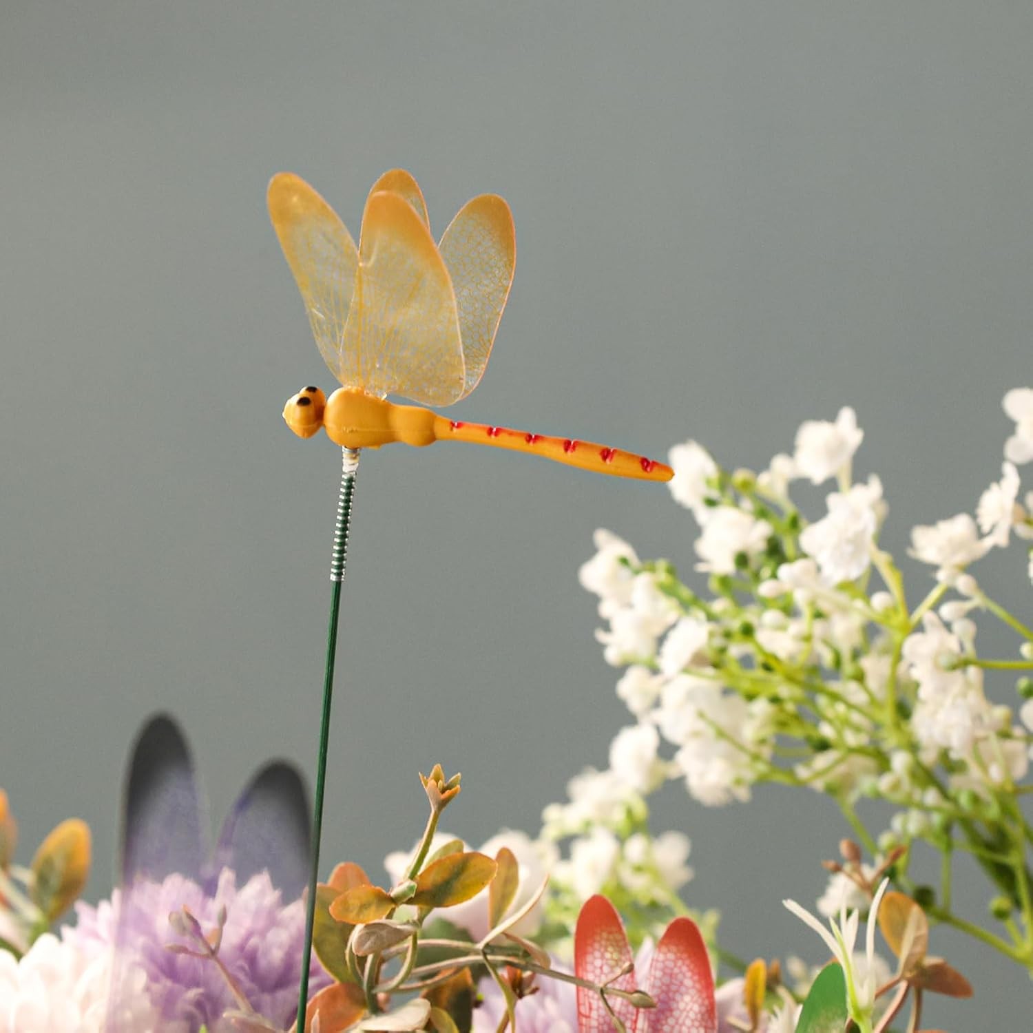 VGOODALL 24PCS Dragonfly Garden Stakes Plastic Yard Indoor Outdoor Decor