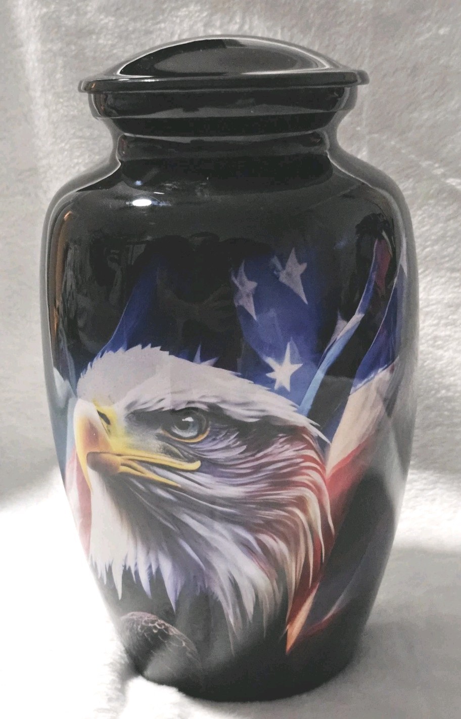 Black Urn with Eagle and Flag, with Bag