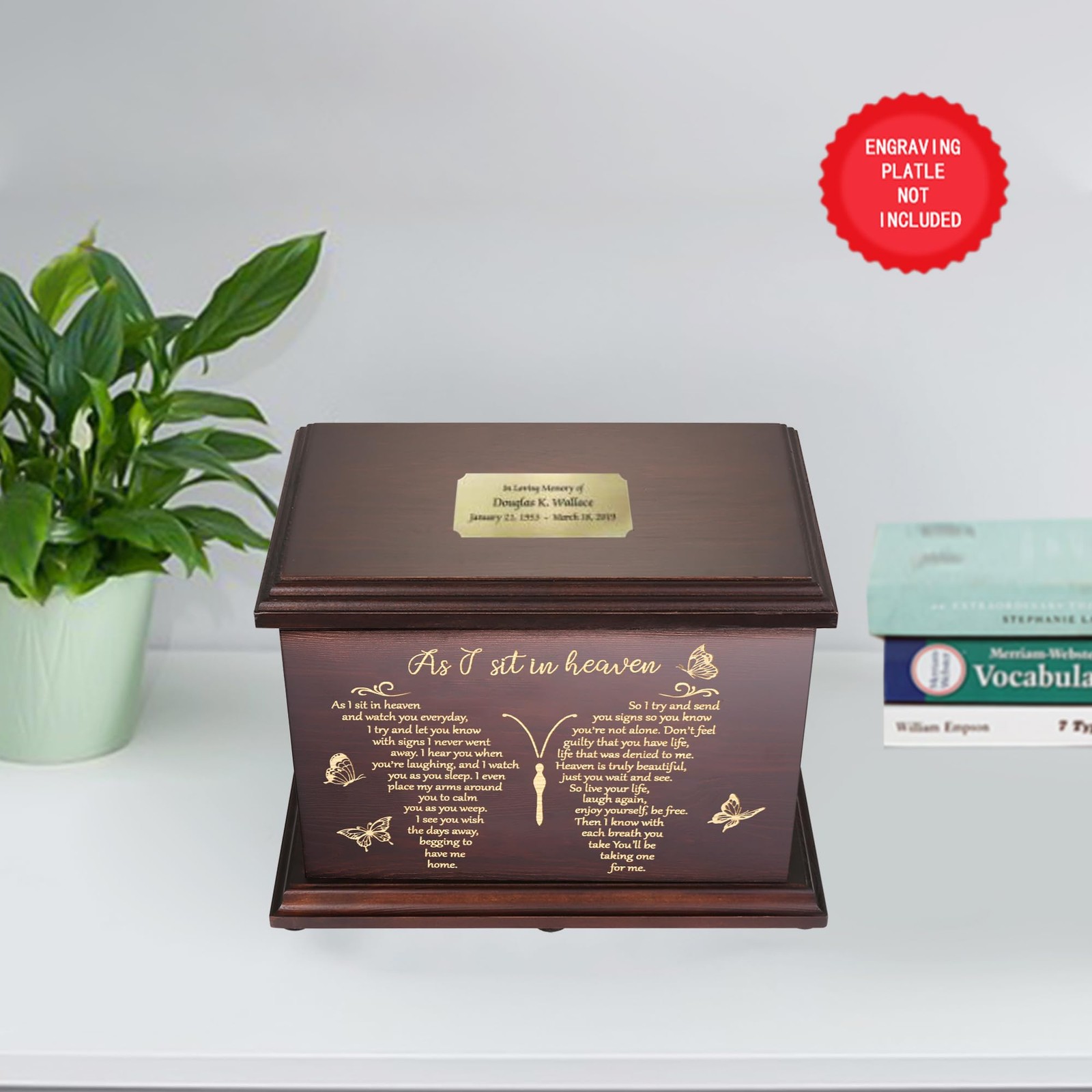 Cremation Memorial Urns for Human Ashes Adult Male Female, Wooden Box and Casket