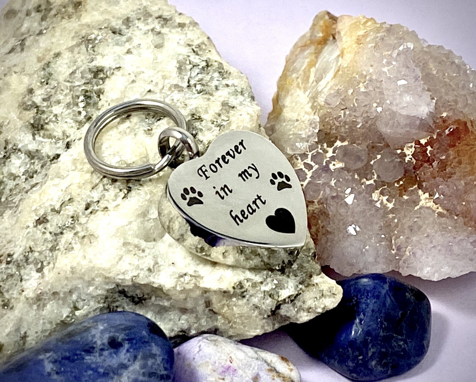 Keyring Urn .5″ Key Chain Pet Cremation Pendant Ashes Dog Cat Forever in Heart