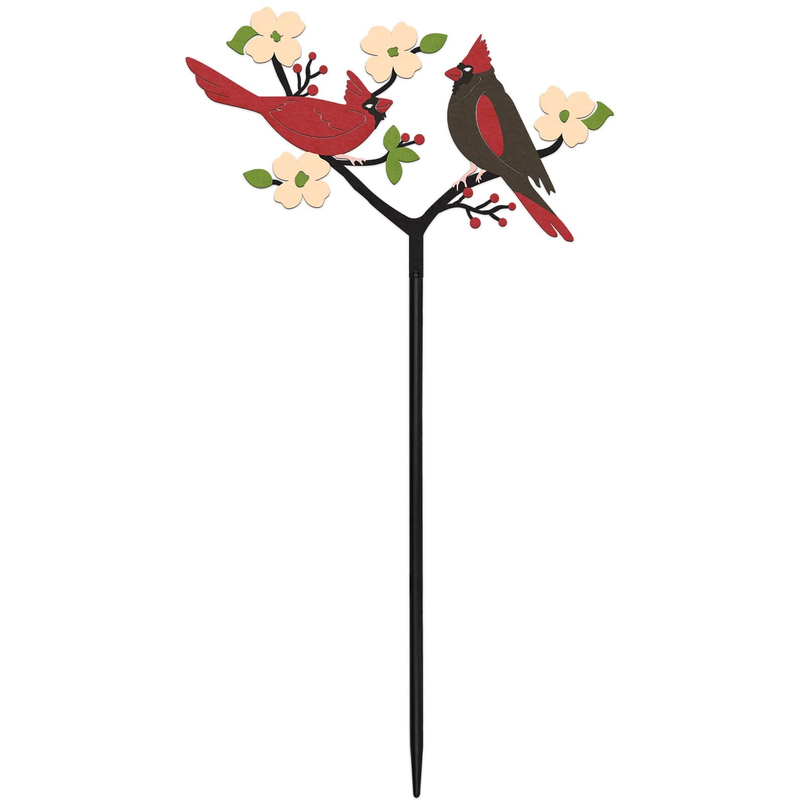 Red Cardinals Garden Stake Outdoor Yard Decor, Metal Bird Lawn Ornament Sprin…