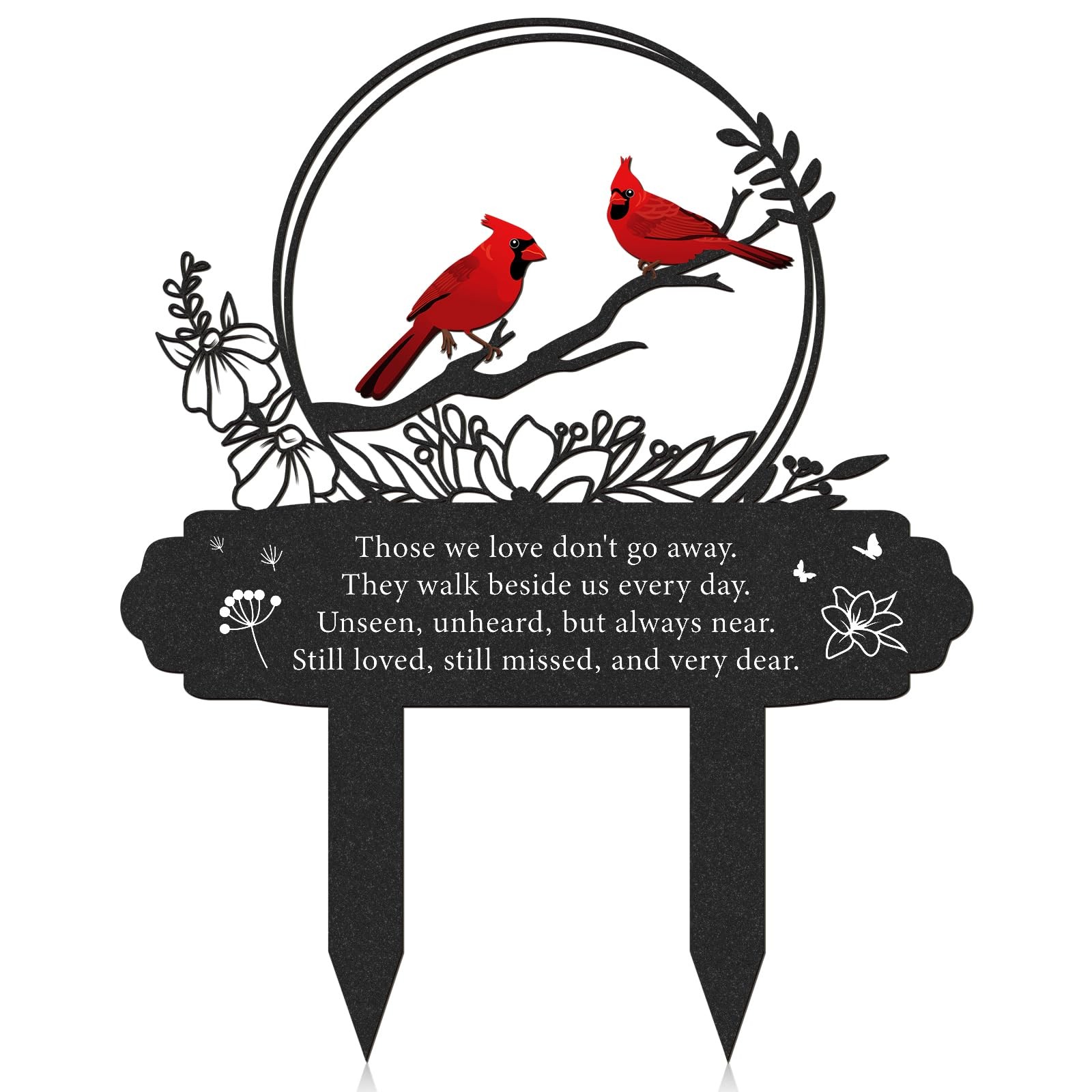 Cardinal Grave Decorations Metal Memorial Stakes for Cemetery and Garden