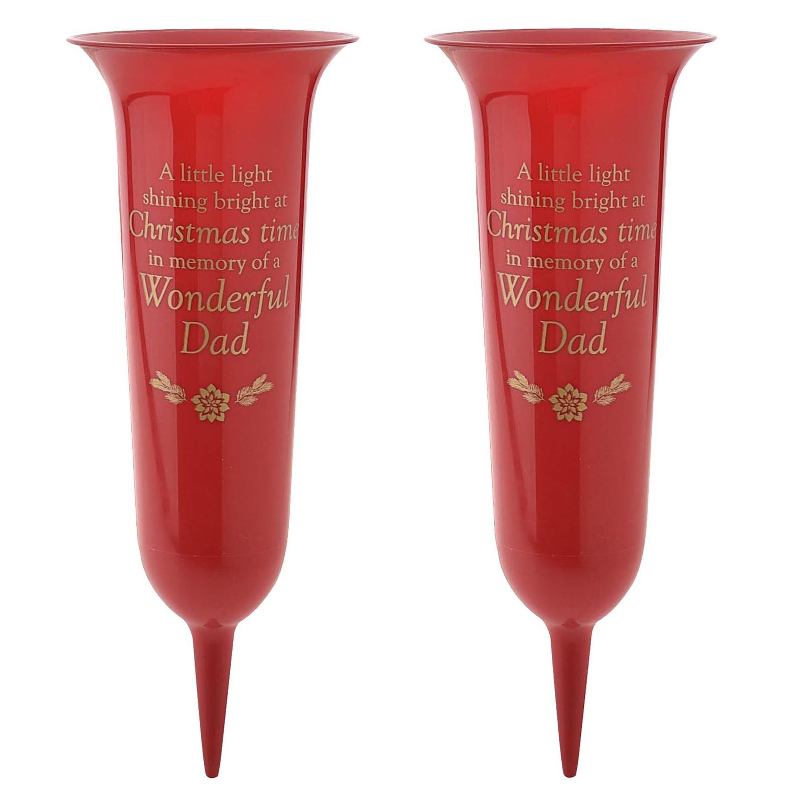 Set of 2 Graveside Memorial Flower Vases Spiked Base Christmas – Wonderful Dad