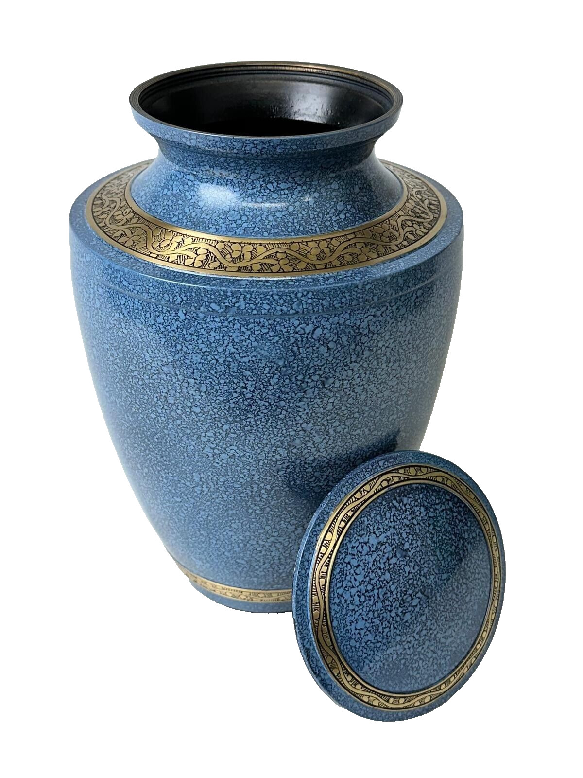 Elegant Solid Brass Blue Marble Gold Strip Urns – Handcrafted Memorial Urn