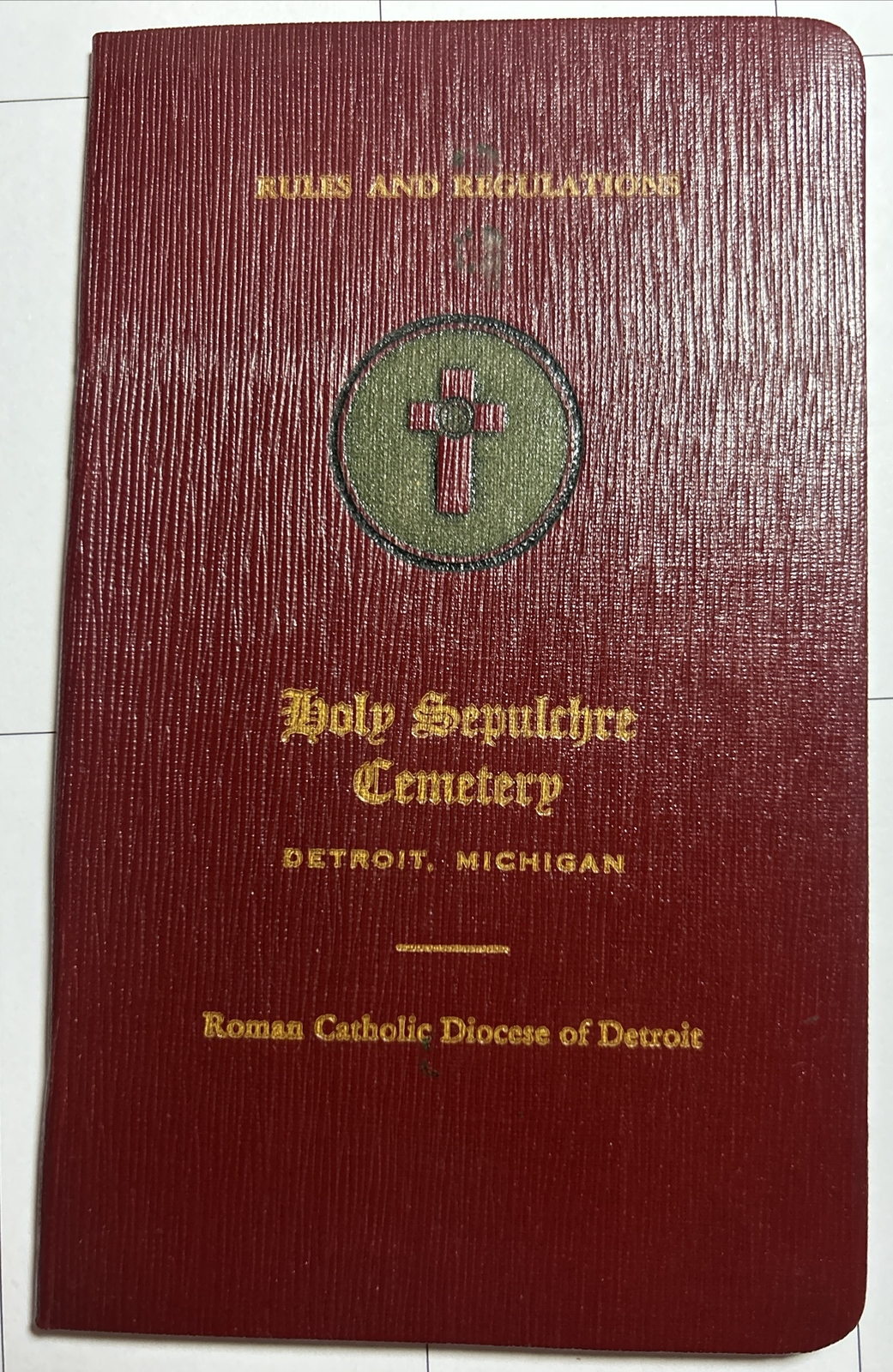 1931 Rules Holy Sepulcher Cemetery Detroit Michigan