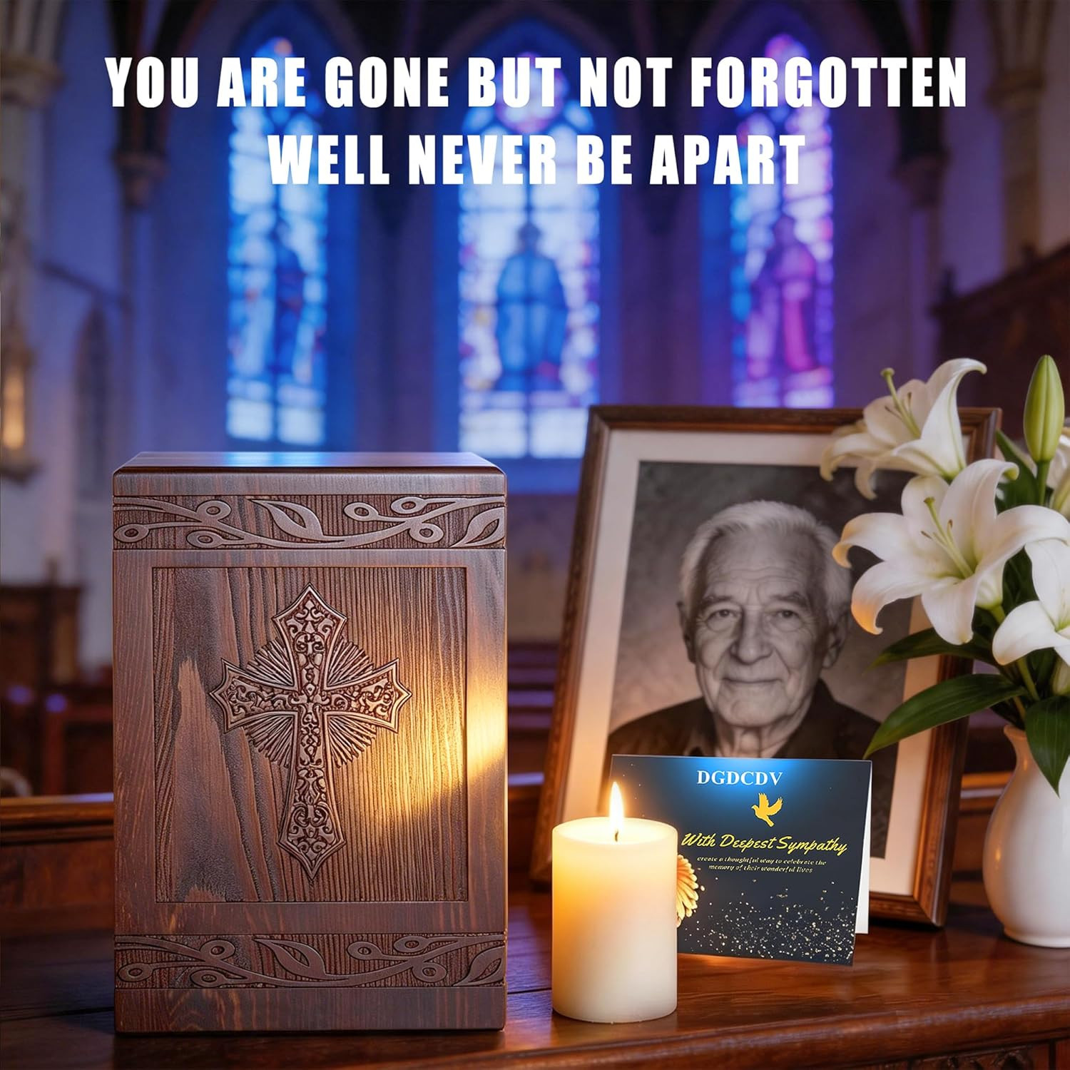 Cremation Urns for Human Ashes Adult Male Female, Wooden Carved Urns Box for Men