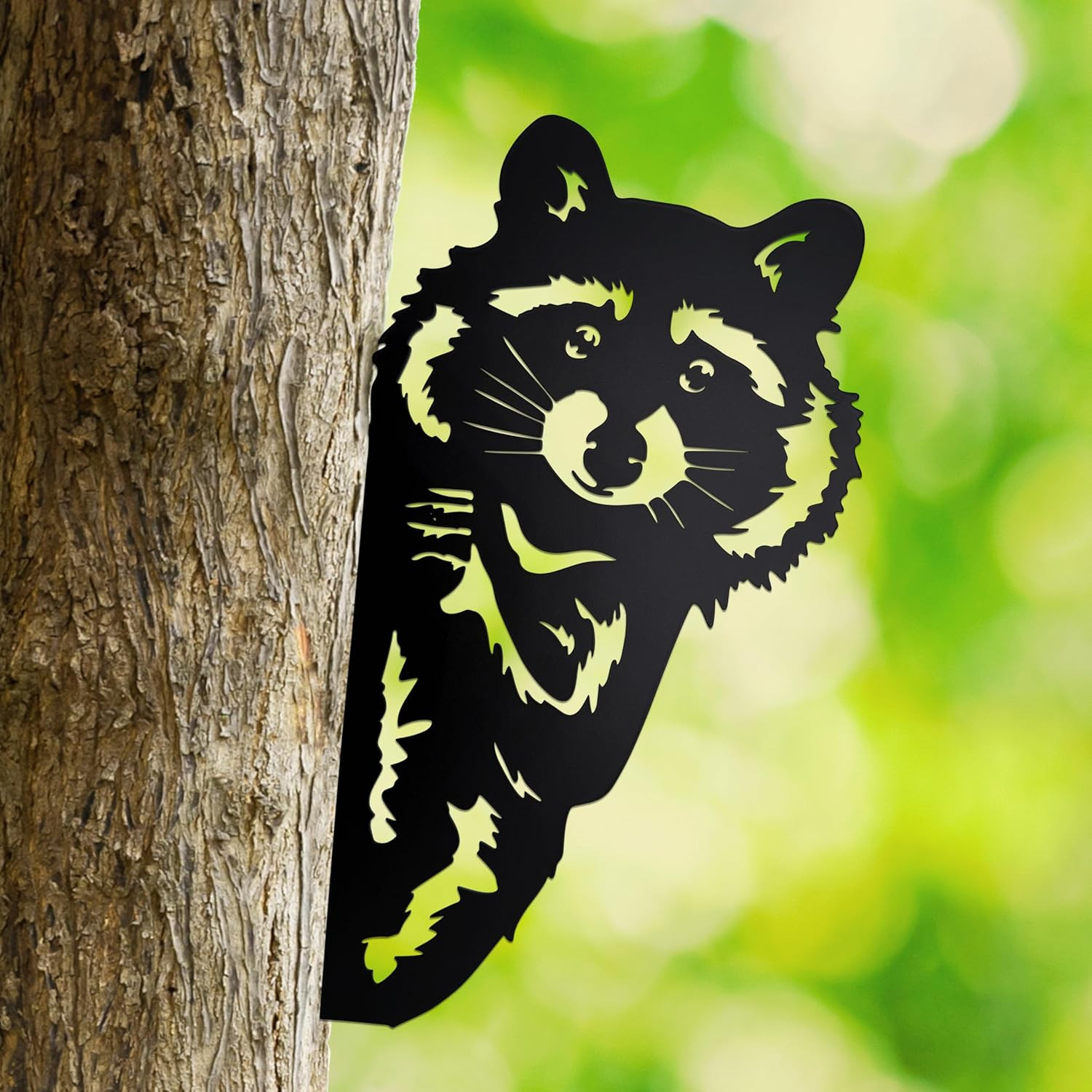 Cute Raccoon Tree Peek-A-Boo Garden Statue – Raccoon Hanging Garden Stake Outdoo