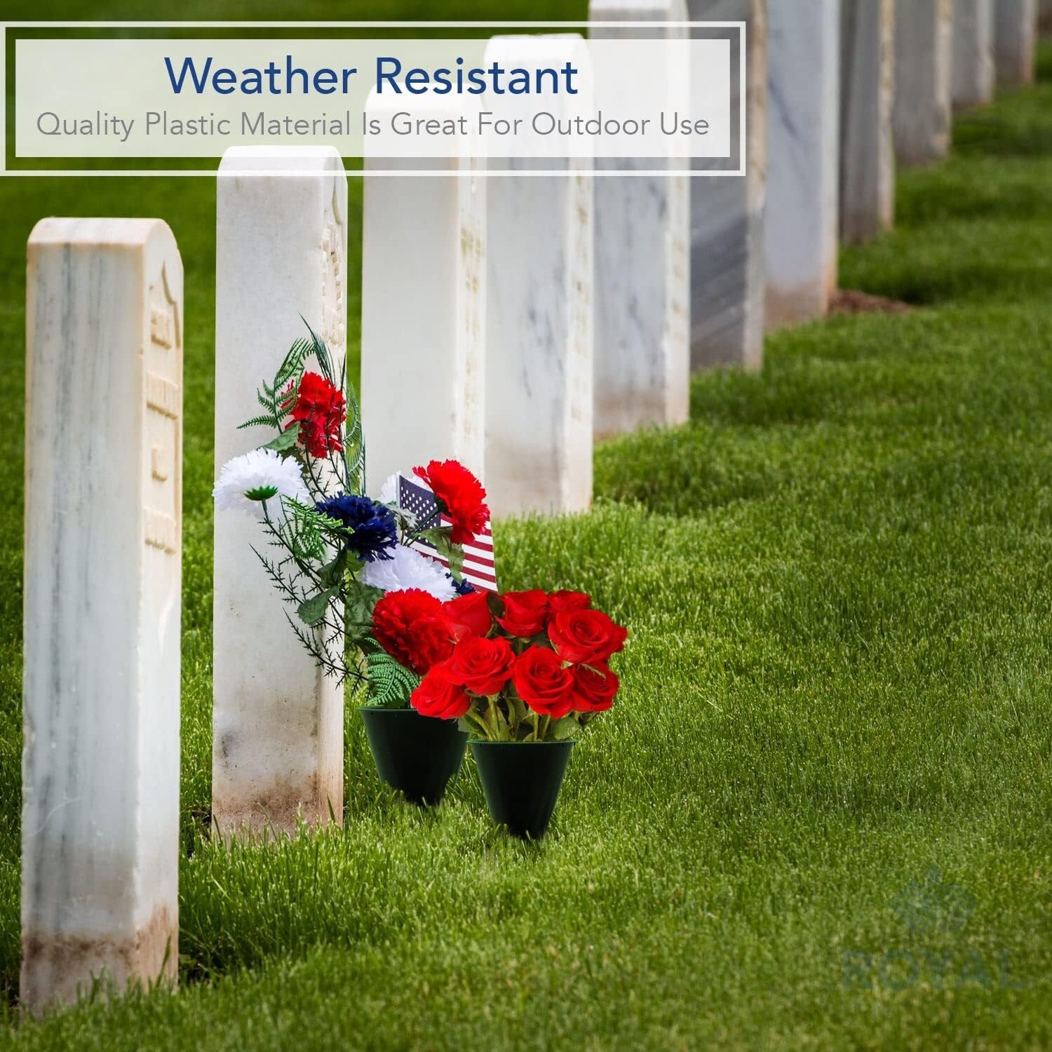 Durable Outdoor Memorial Markers – Green Cemetery Cone Vases for Floral Displays