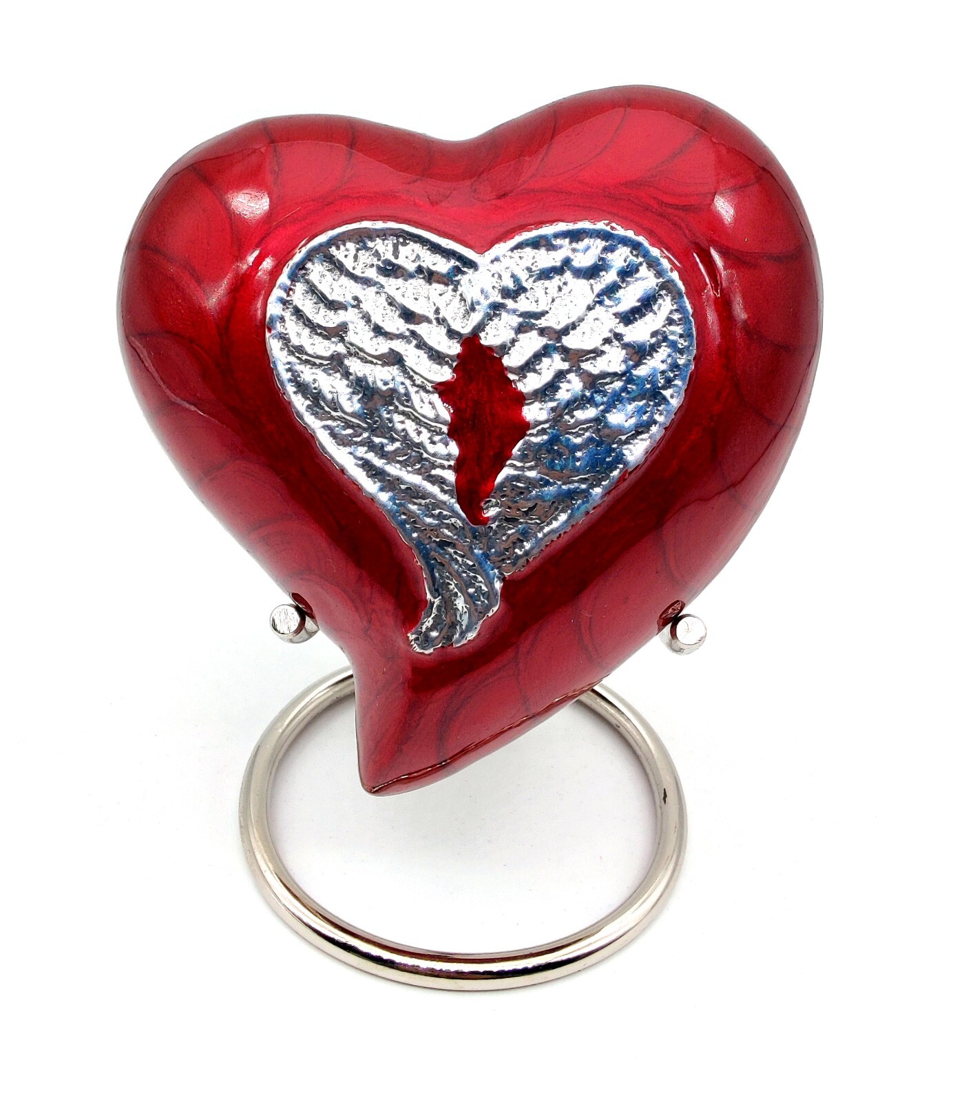 RED Angel Wings Heart Cremation Small Urn for Ashes Perfect for Adults with Box