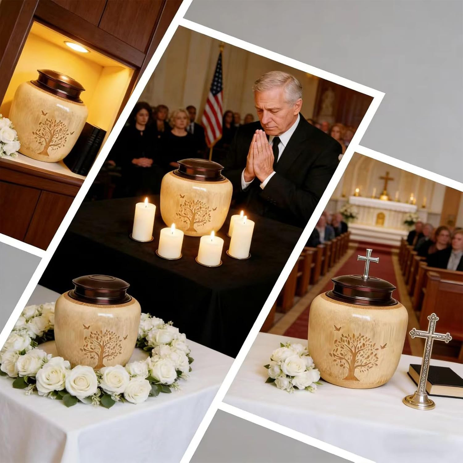 Bamboo Cremation Urns for Human Ashes Adult Male Female, Tree of Life Decorative