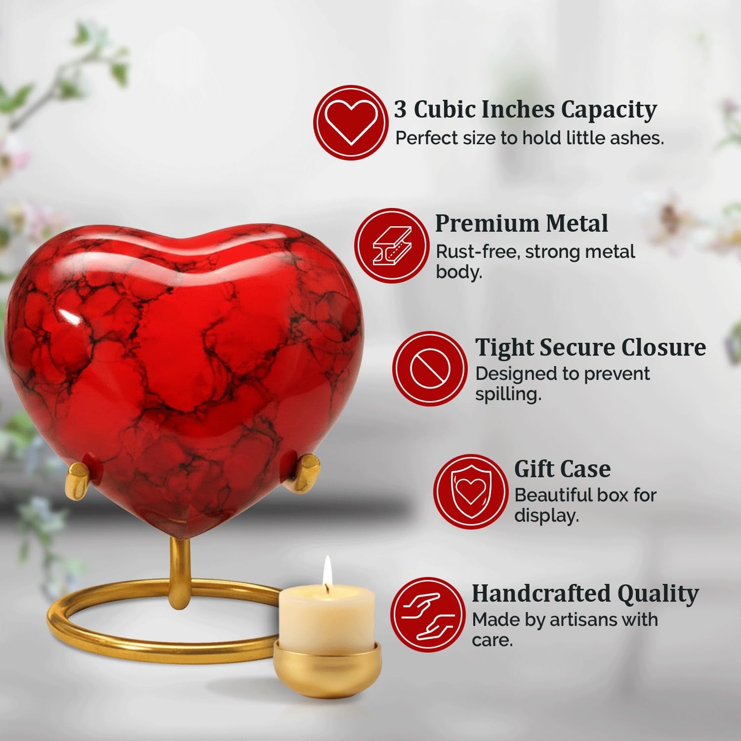Small Urns for Human Ashes Keepsake – Heart Urn – Mini Urns with Stand & Box …