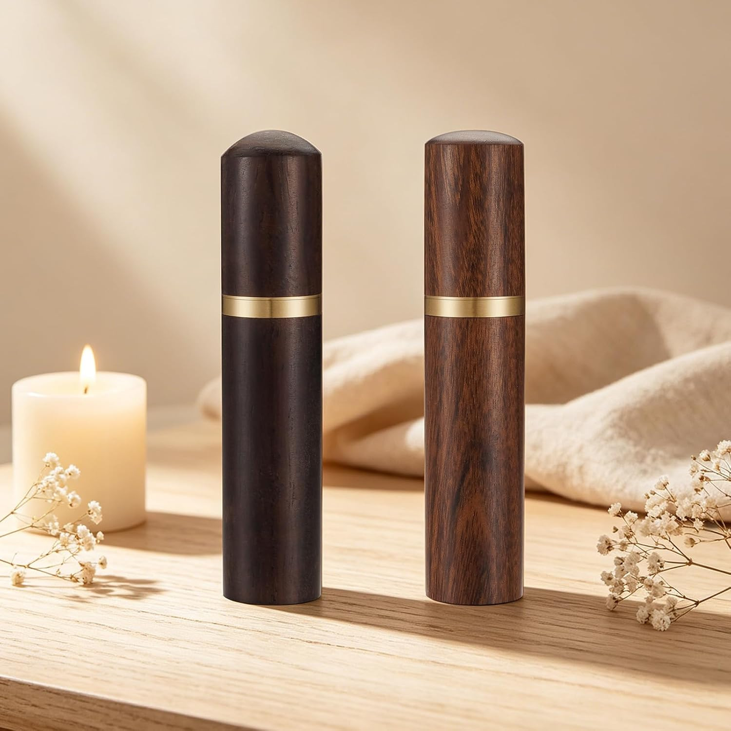 2Pcs Mini Urn for Human Ashes Keepsake Memorial Ashes Scattering Ebony Wood Rose