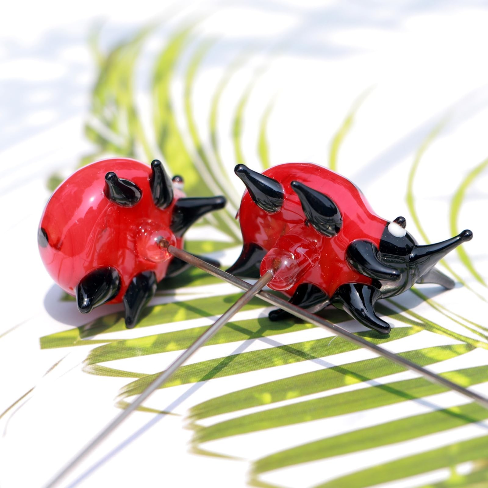 Crystal Insect Glass Ladybird Outdoor Decor Garden Stakes Hand-Blown Artifici…