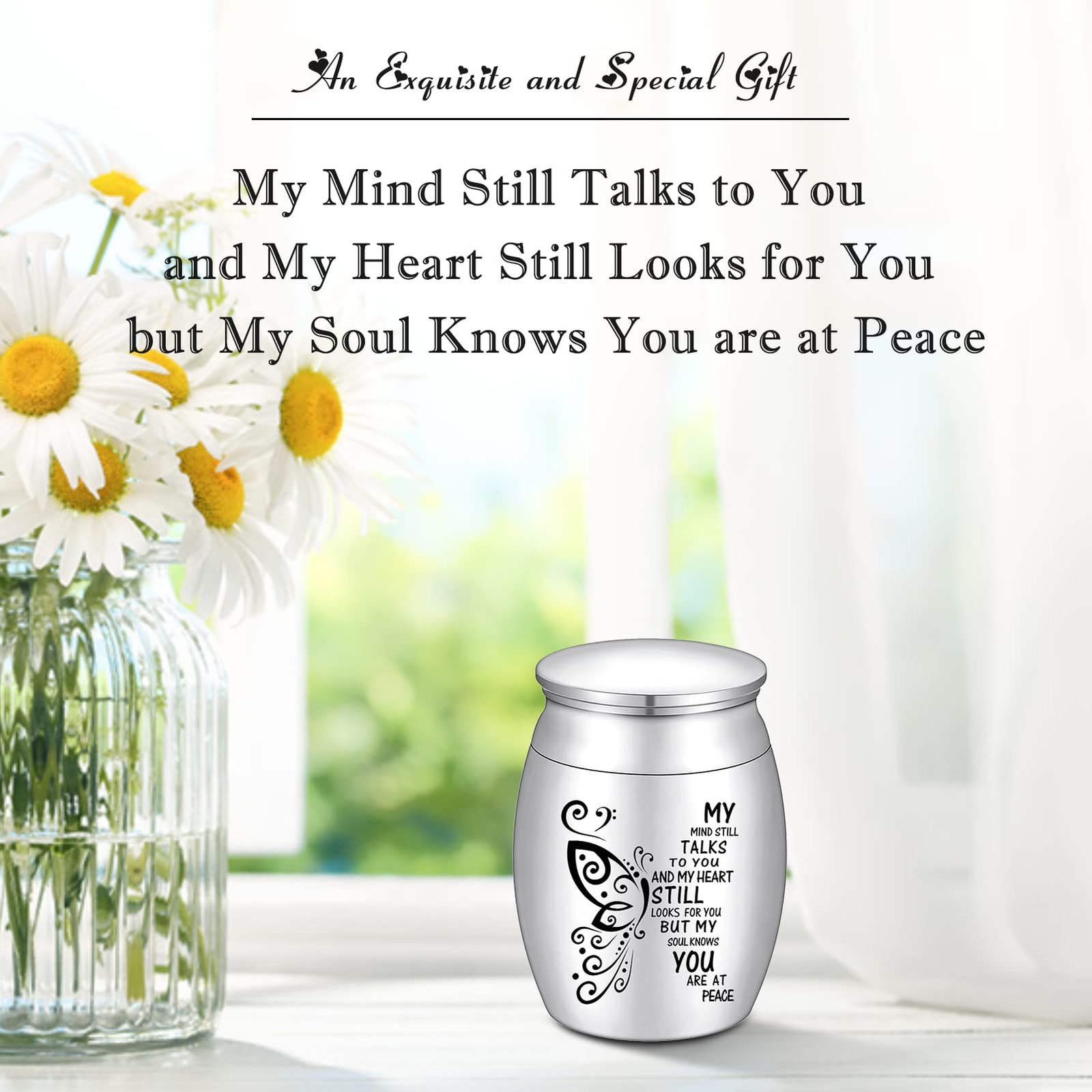 1.57 Inches Small Keepsake Urn for Human Ashes Butterfly Mini Urn Stainless
