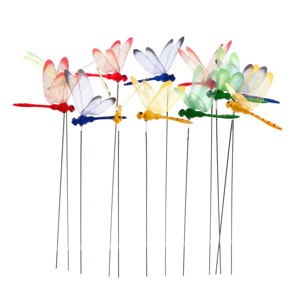 36 Pack 3D Dragonfly Garden Stakes Colorful Outdoor Decor for Patios