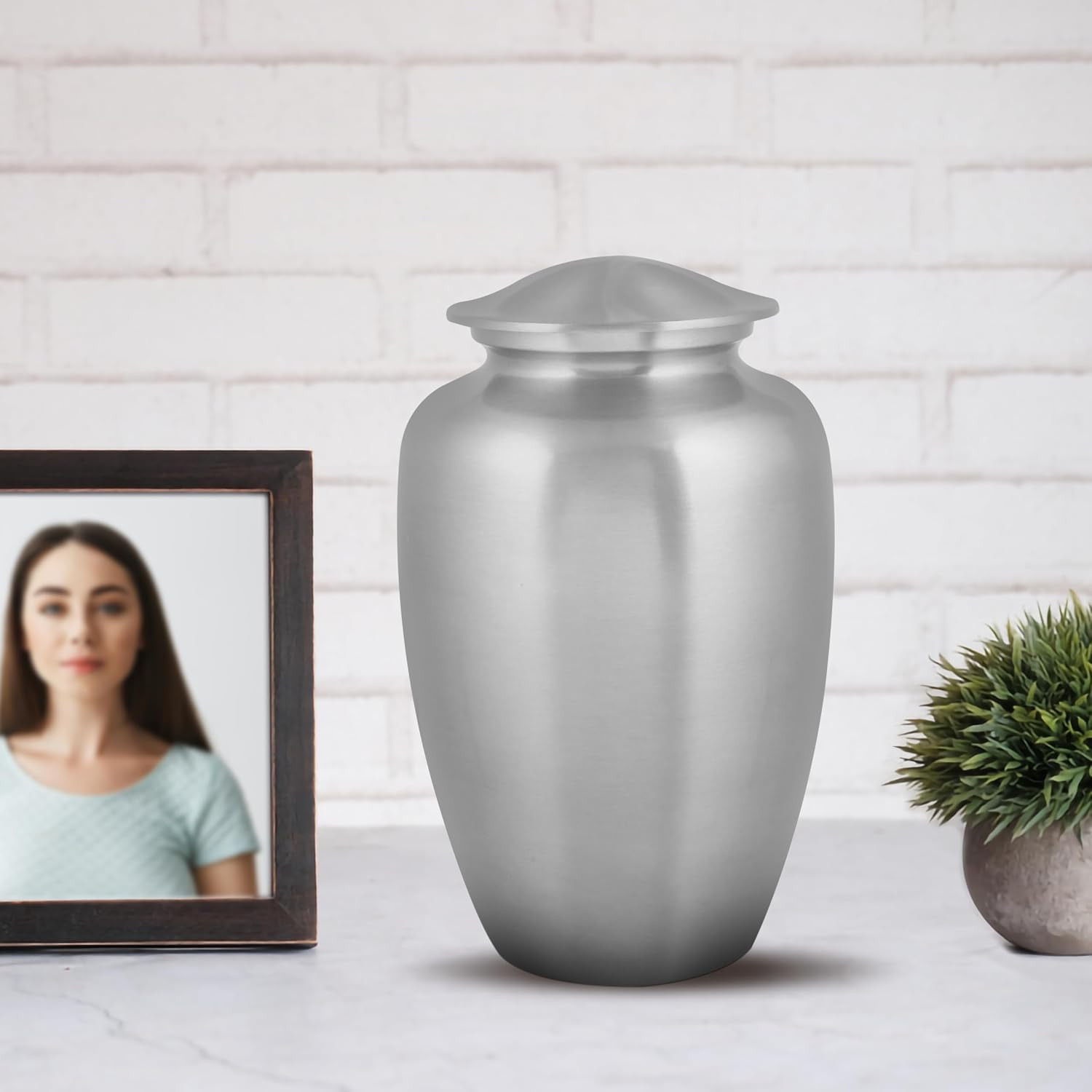 Adult Human Cremation Urn for Ashes, Metal Pewter Hand Painted Burial and Funera