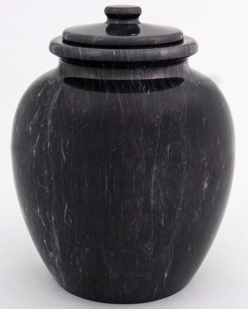 Large/Adult 205 Cubic Inches Black Legacy Natural Marble Urn for Cremation Ashes