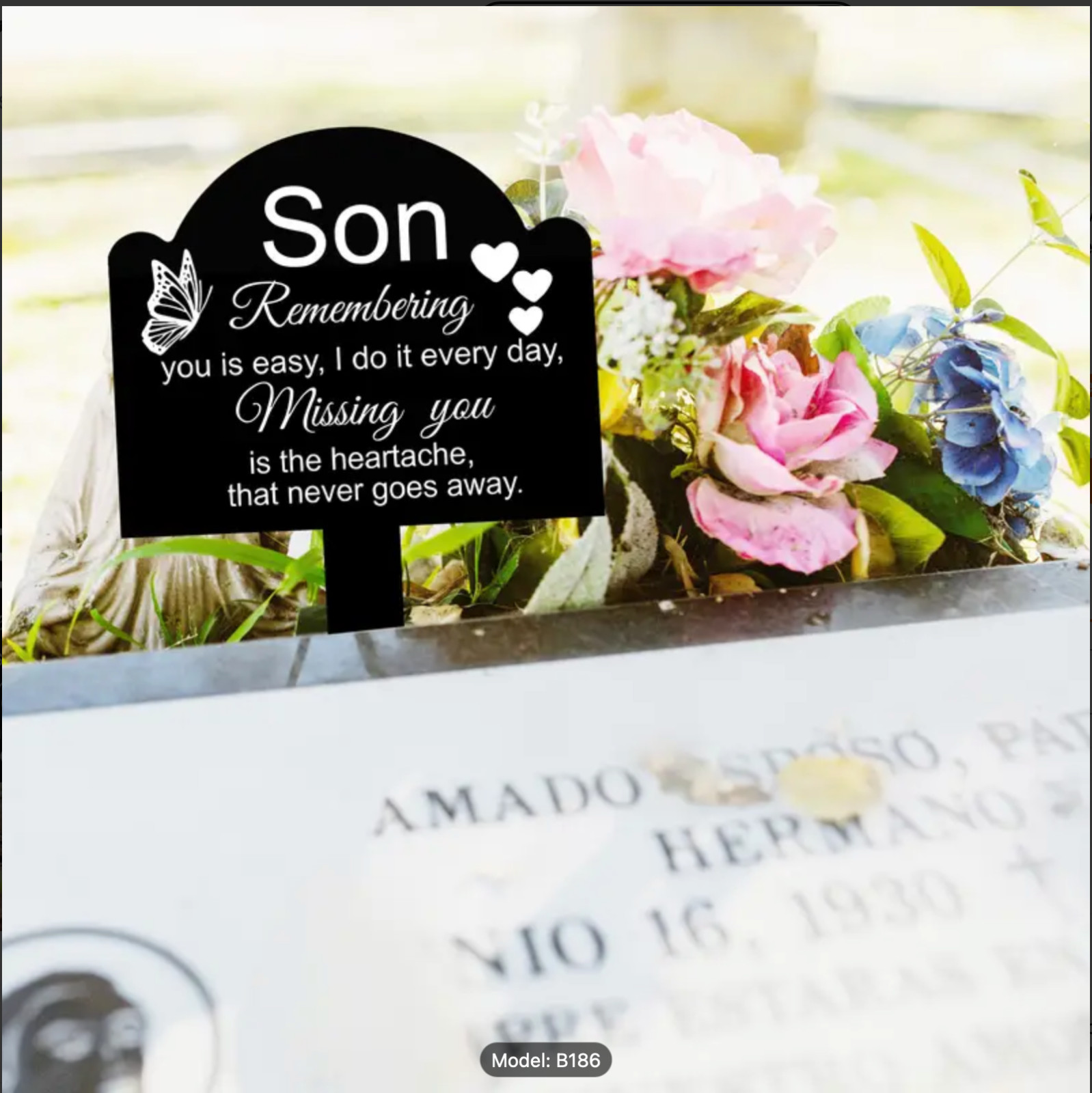 Acrylic Memorial Plaque For Son, Graveside, Cemetery, In Honor, 8.5″x6″