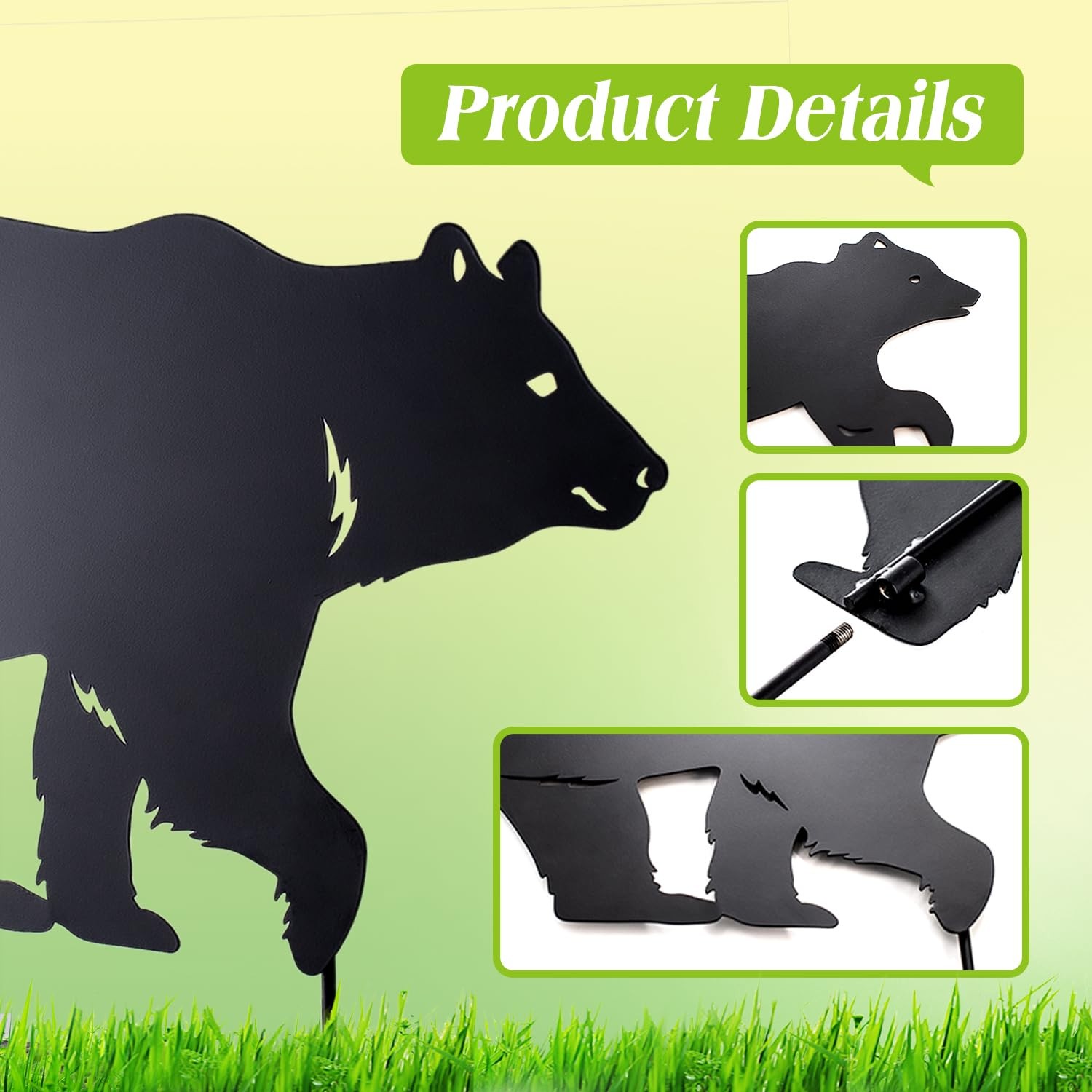 Bear Garden Stakes – Black Bear Silhouette Yard Art for Outdoor Decor