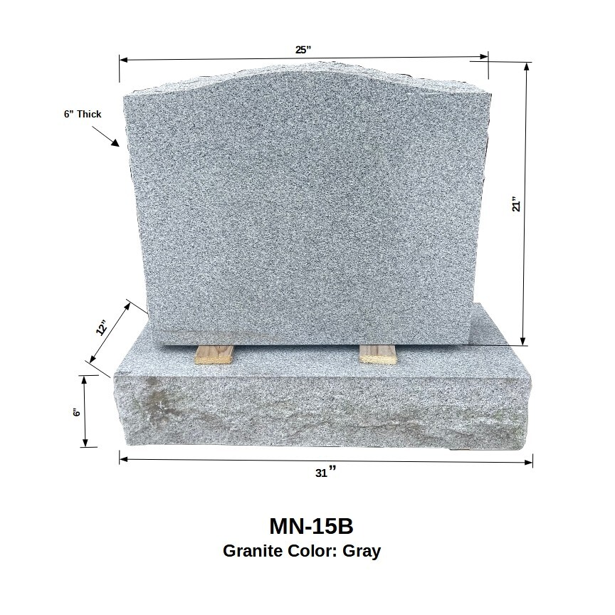Gray Granite Monument (25x21x6) Polished Headstone with Base MN-15B