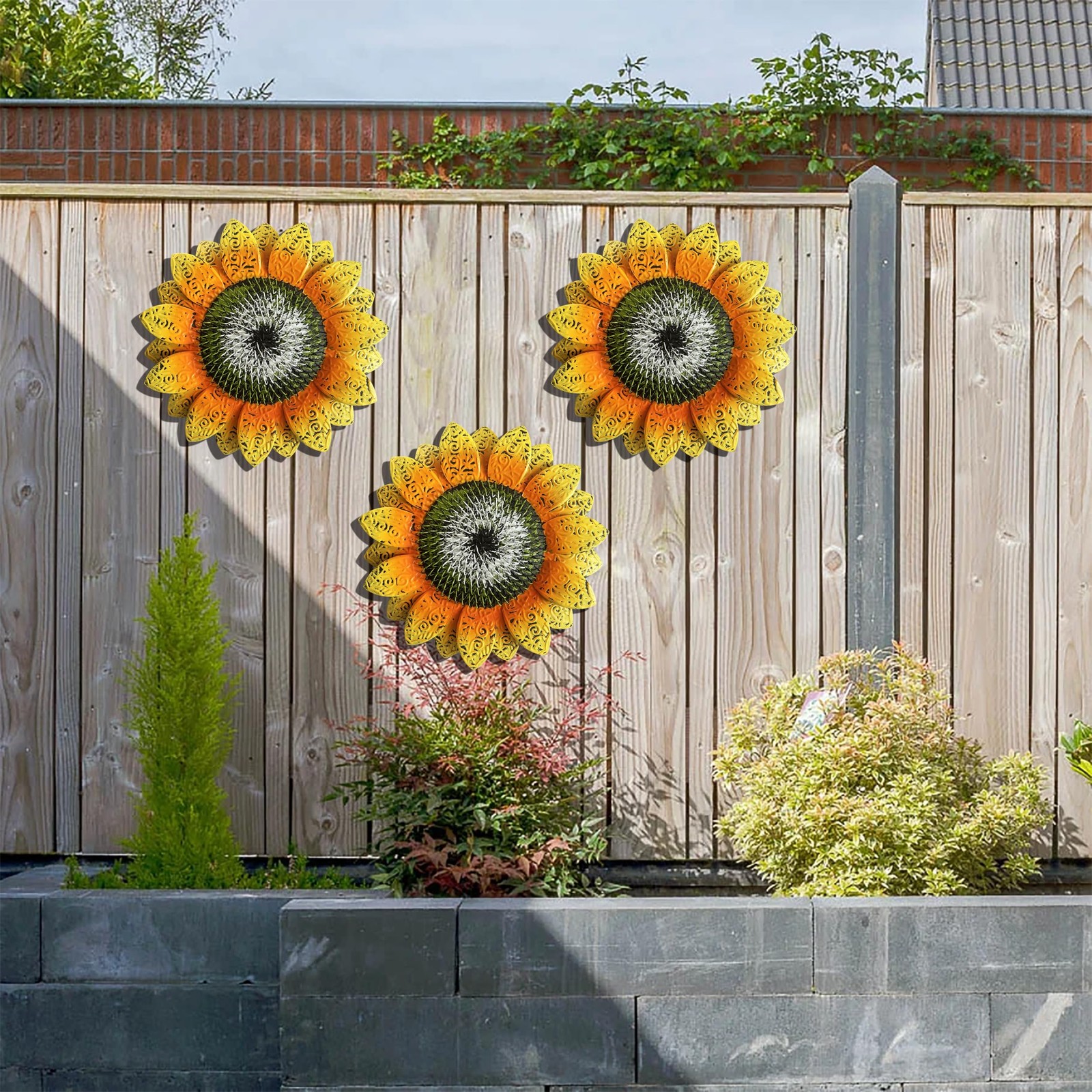 Sunflower Garden Stakes 40 Inch Metal Flower Yard Art for Outdoor Decor