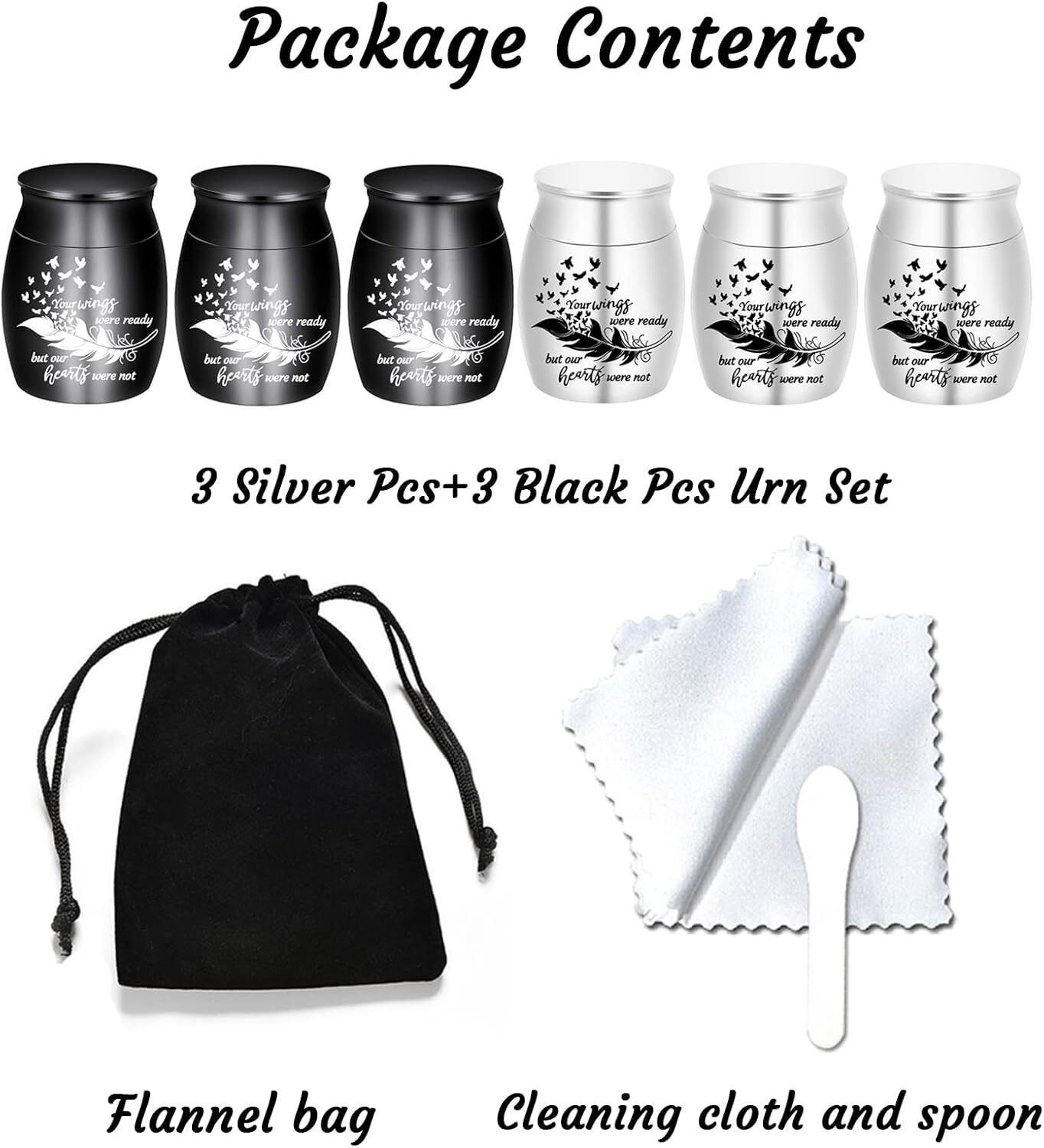 Personalized Black Silver Mini Cremation Urn For Ashes With Engraving
