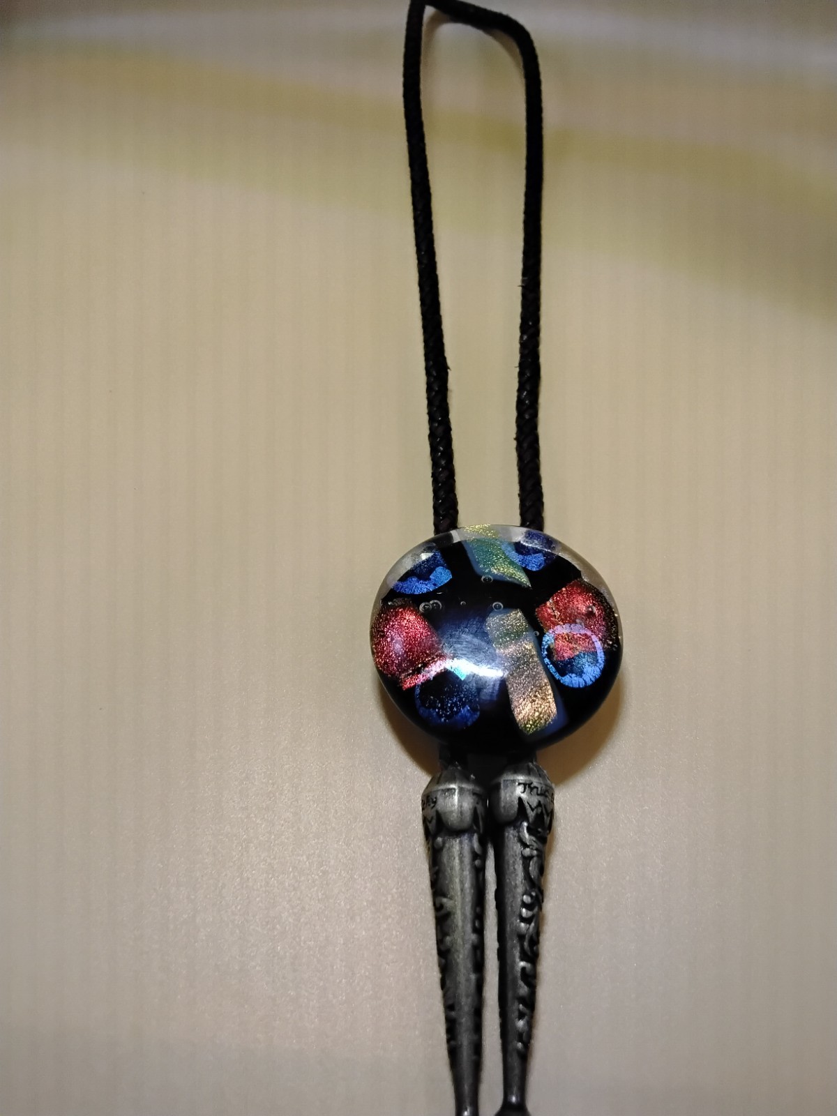 Dichroic Bolo for Cremation Urn | Remembrance Urn Bolo | Brown Genuine Leather
