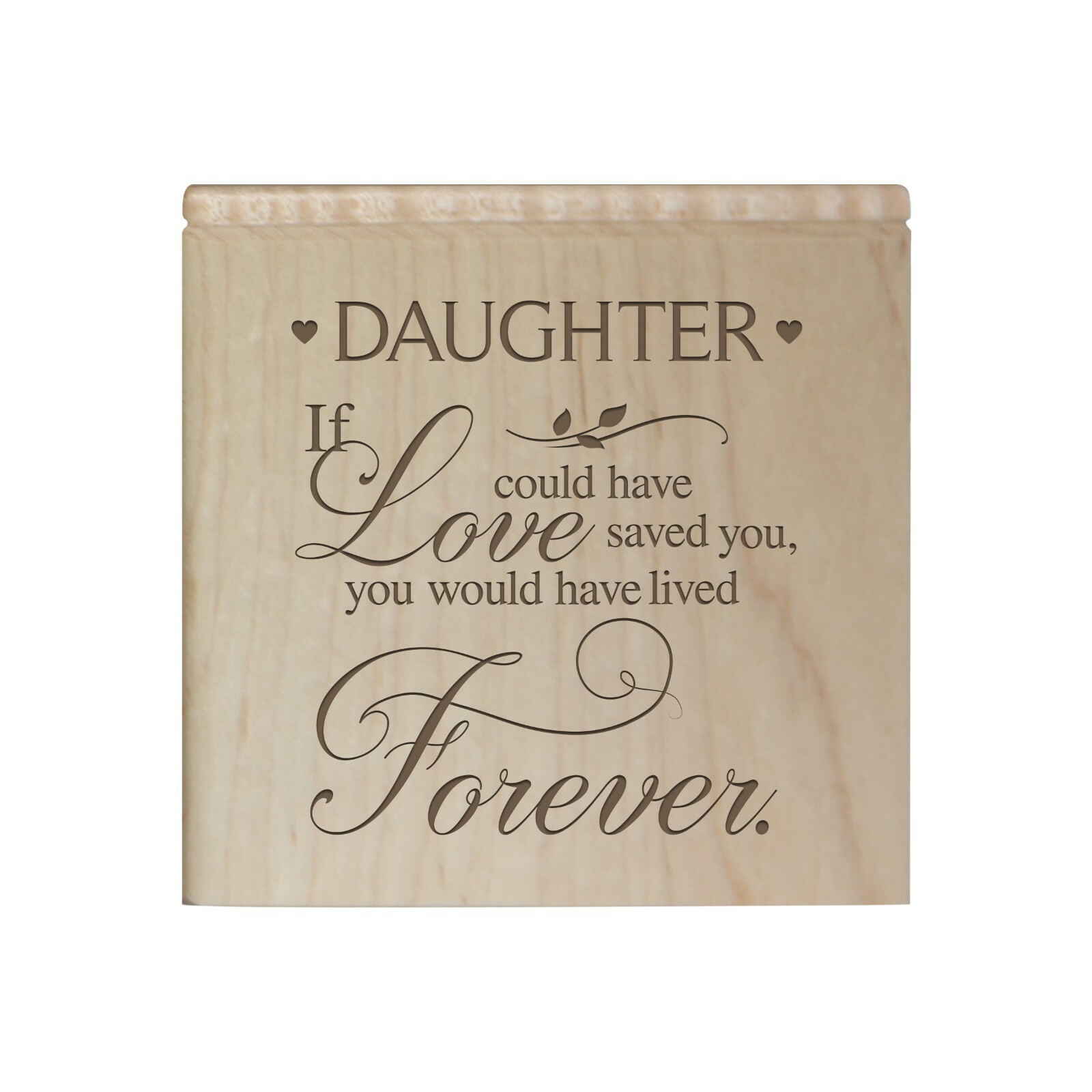 Modern Engraved Funeral Keepsake Urn Box for Human Ashes 4.5″ Daughter If Love