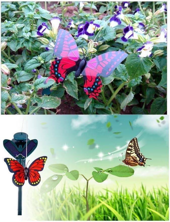 Solar Yard Stake Fluttering Insects Solar or Battery Powered 5 PCS Butterfly