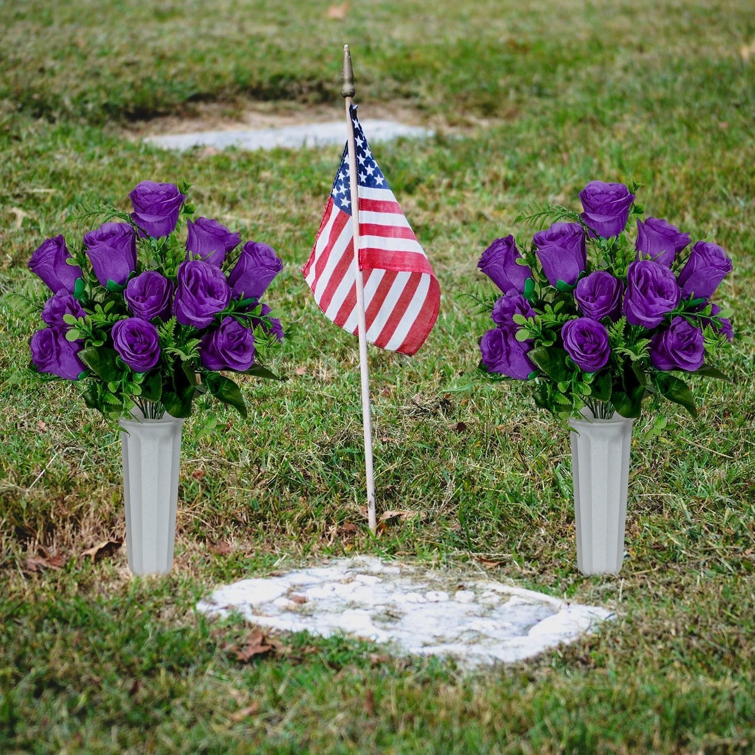 Forever in Bloom: 2 Artificial Rose Bouquets with Vases for Lasting Remembrance