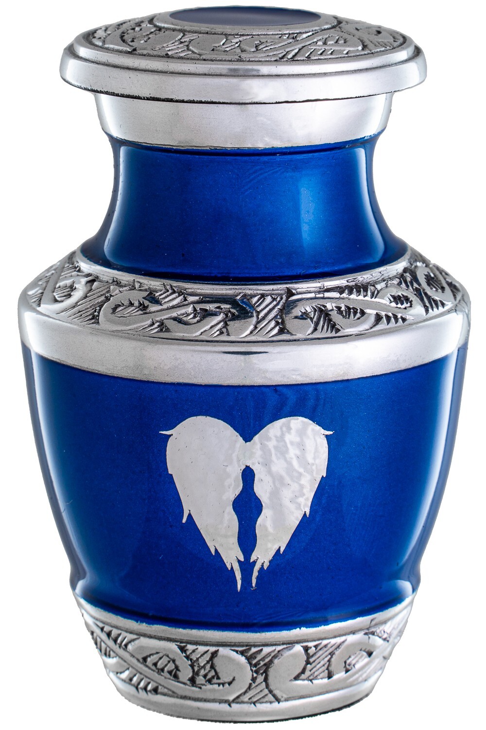 Small Blue Urn for Ashes Angel Wings – Blue Keepsakes Mini Urns with Heart