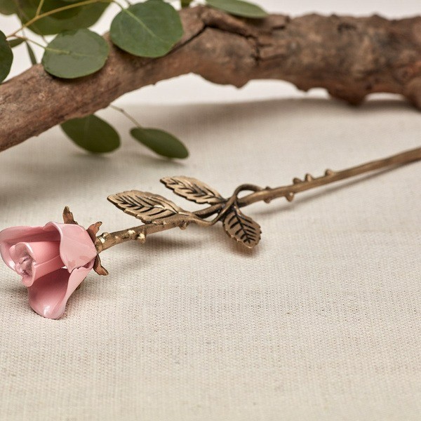 New, Solid Brass Pink Threaded Rose Keepsake Funeral Cremation Urn For Ashes