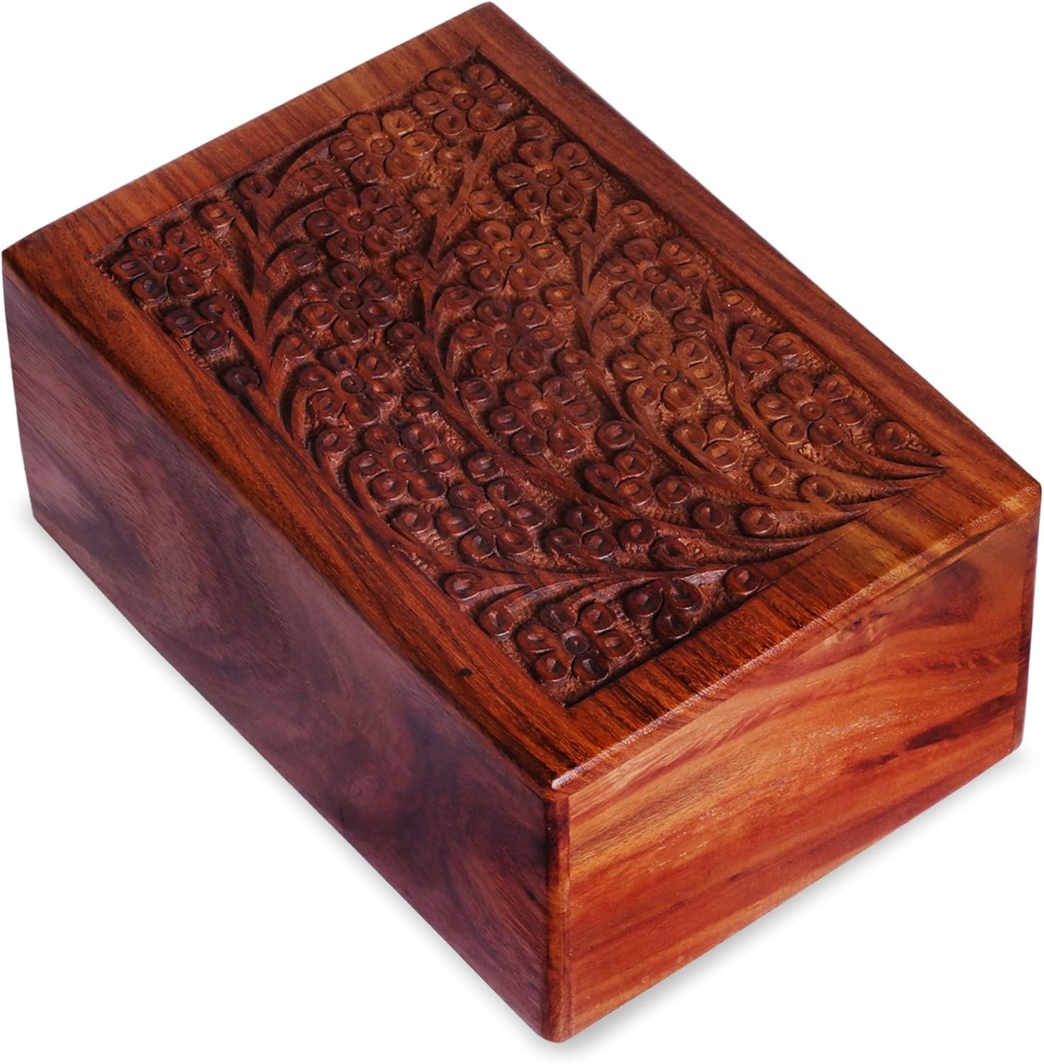 Versatile Brown Wooden Ashes Box for Infant & Pet – Elegant Sliding Urn 5x3x2.25