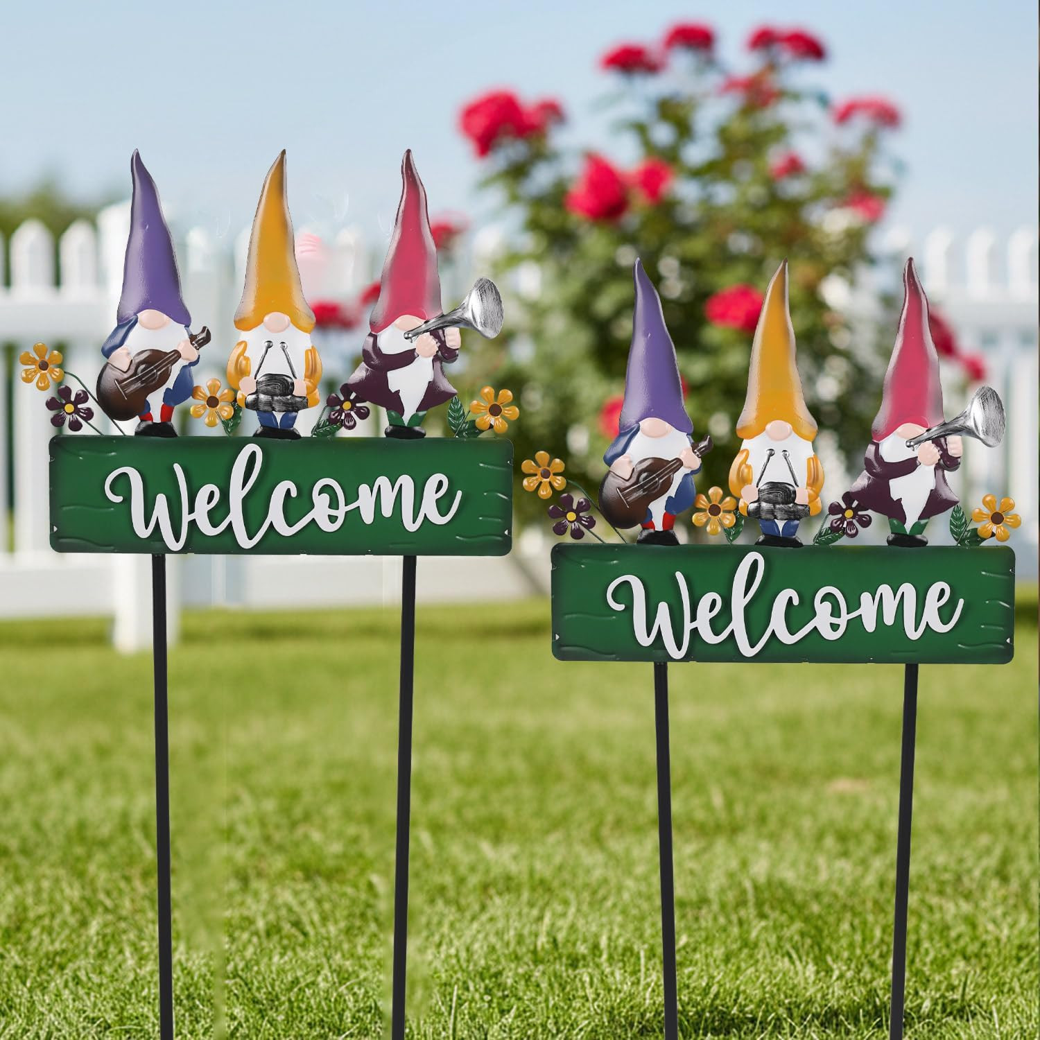 Spring Gnomes Decorations for Yard with Garden Welcome Sign, Large 43.3Inch Musi