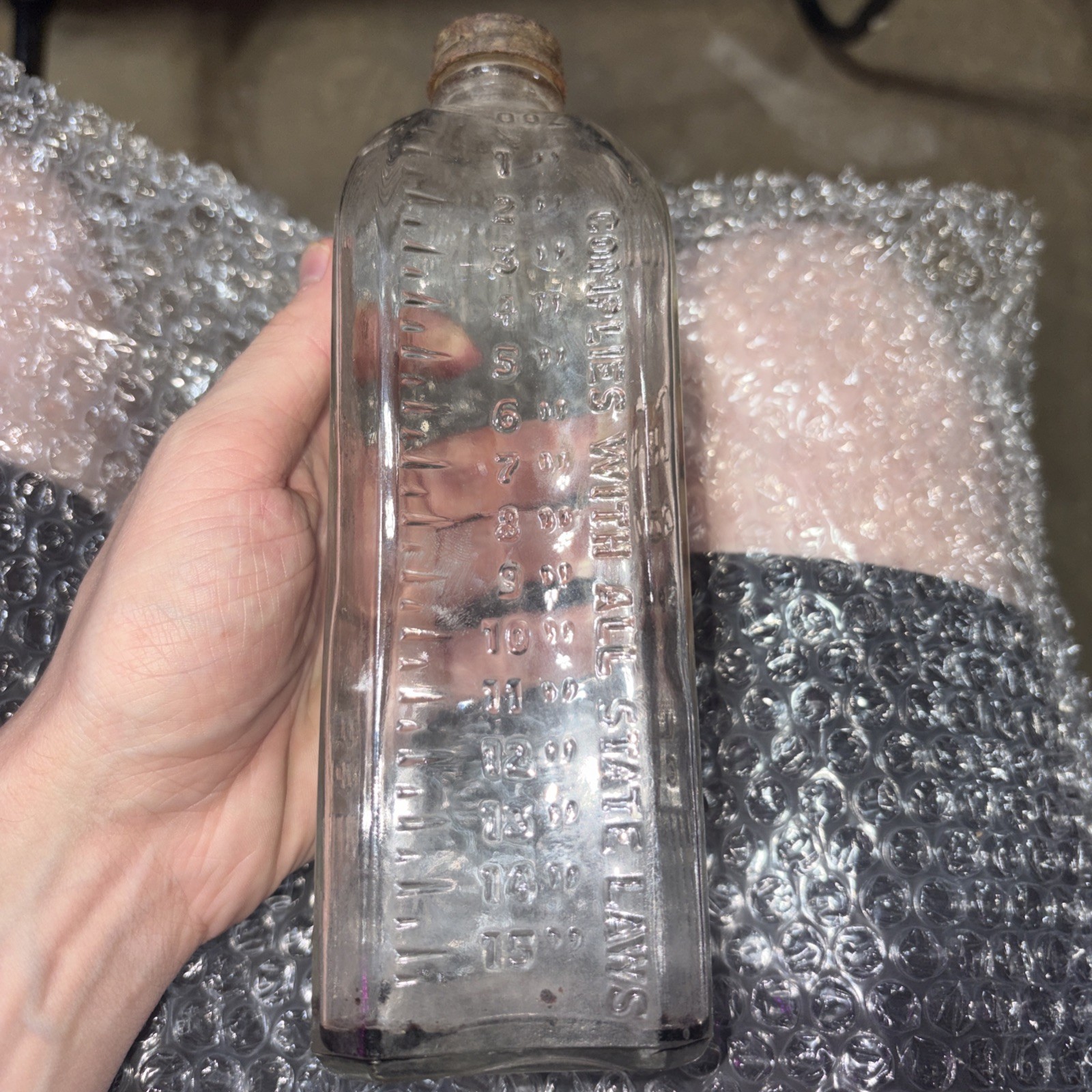VINTAGE ANTIQUE CHAMPION EMBALMING FLUID GLASS BOTTLE WITH LID SPRINGFIELD OHIO