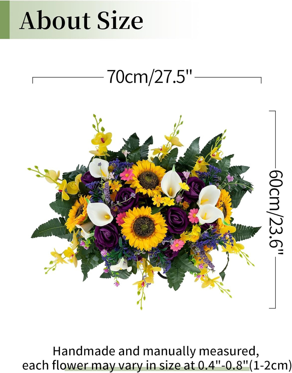 Artificial Headstone Flower Saddle: Rose Sunflower Cemetery Flowers for Grave –