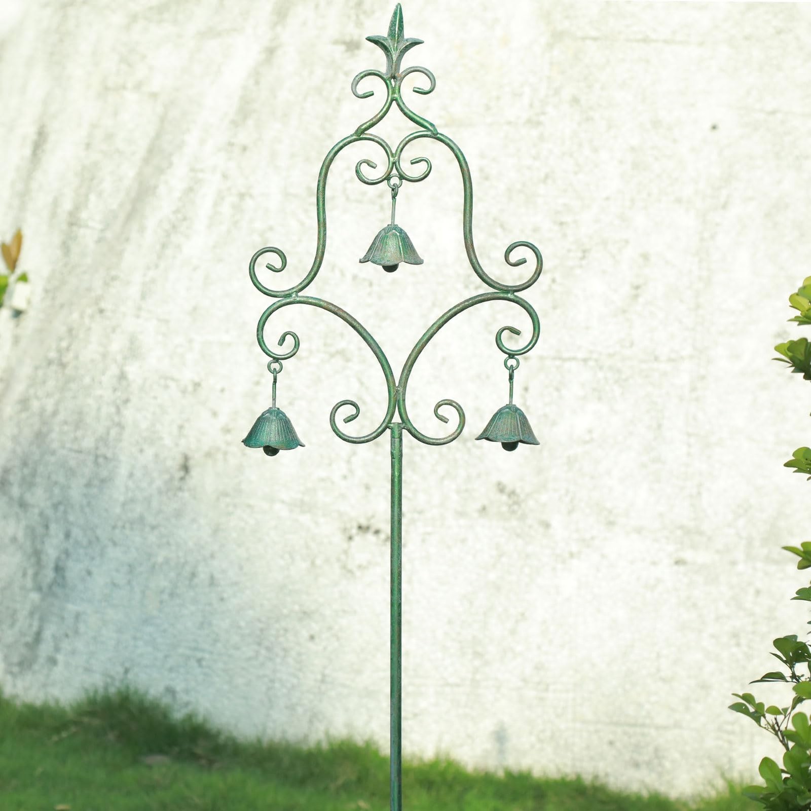 46.5″ H Metal Yard Art with Bells for Outside Garden Art, Decorative Garden S…
