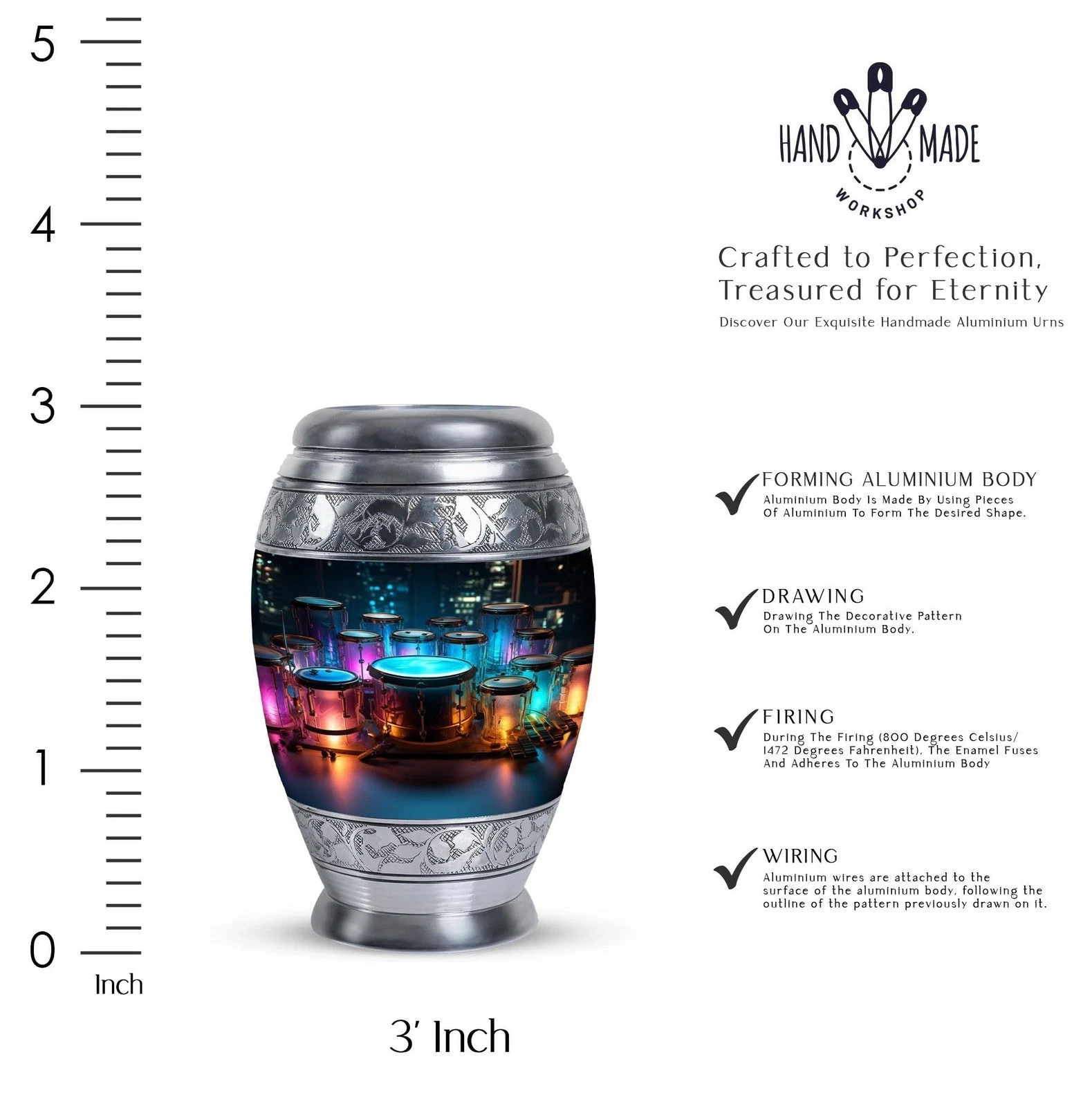 Drum Burial Urns for Adult Human Ashes Dad – Small Human Urn for Ashes for Wo…