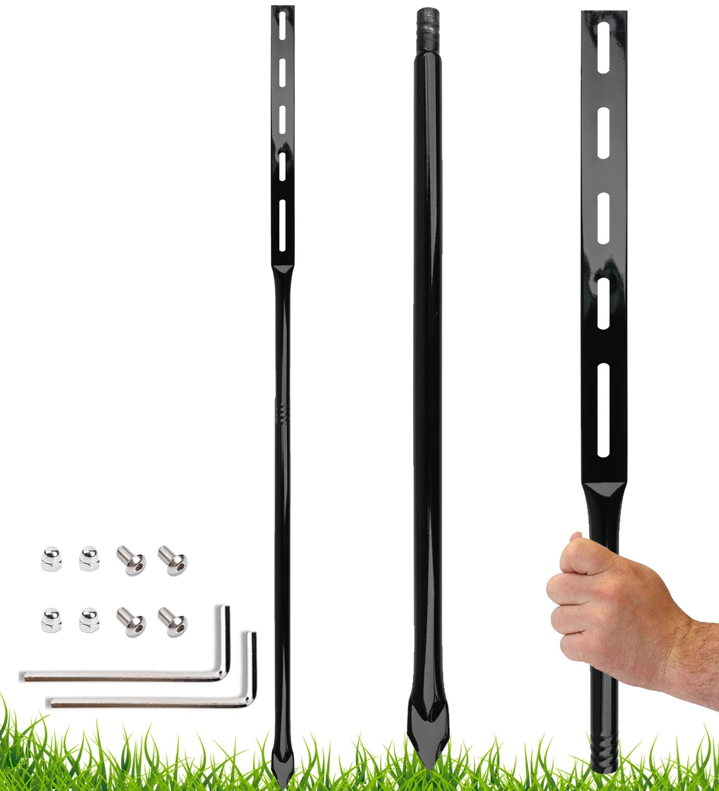 2 Pcs Metal Stakes For Yard Signs 36 Inch Heavy Duty Posts With Hardware Black