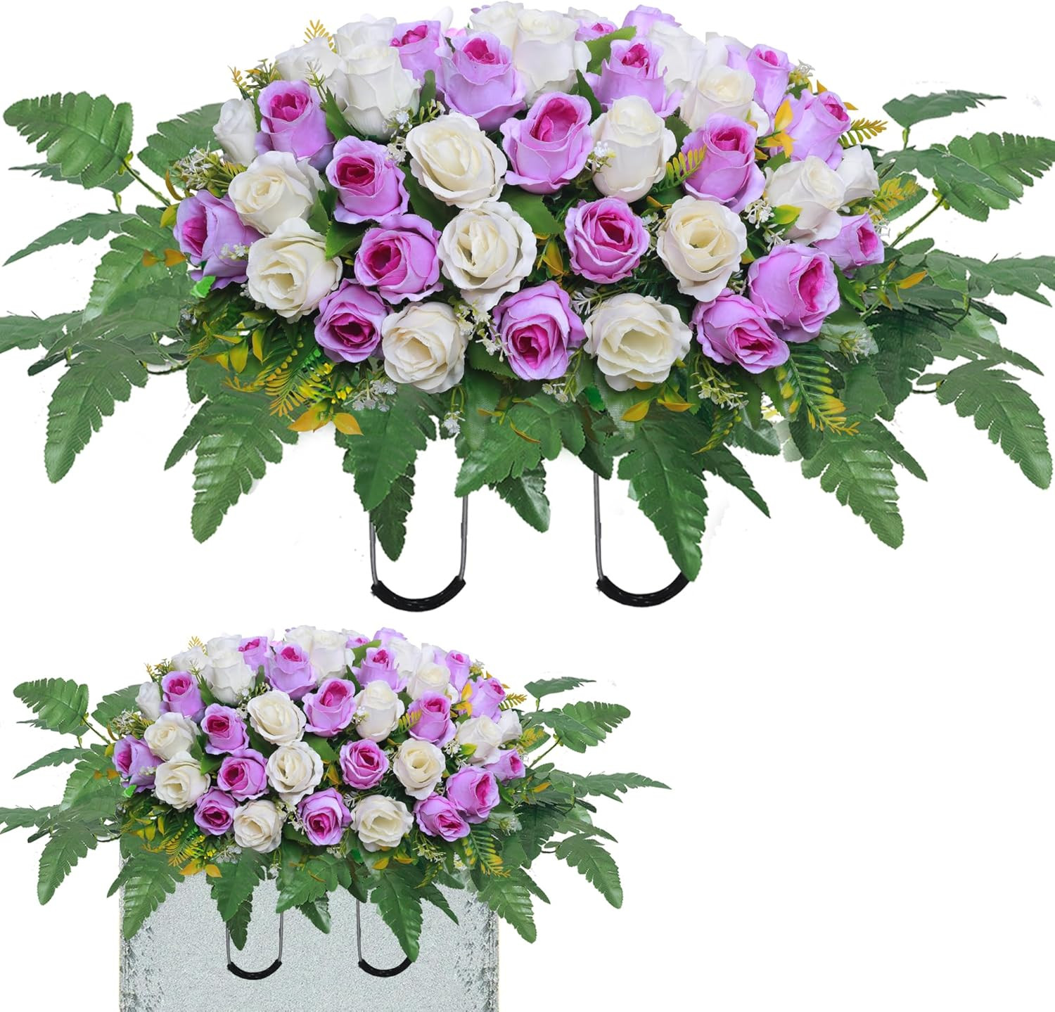 Artificial Cemetery Flower Saddles, Rose Headstone Flower Saddle Outdoor Grave D
