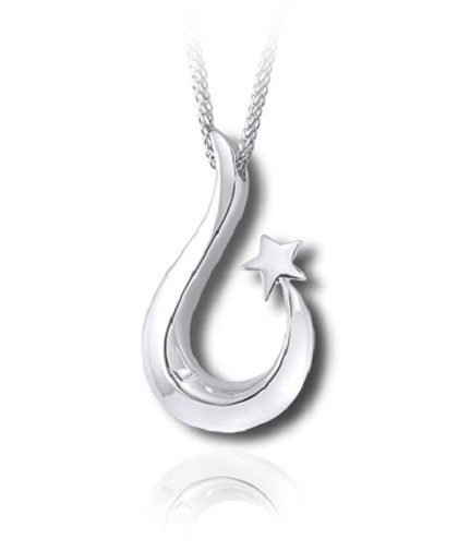 Sterling Silver Shooting Star Funeral Cremation Urn Pendant for Ashes
