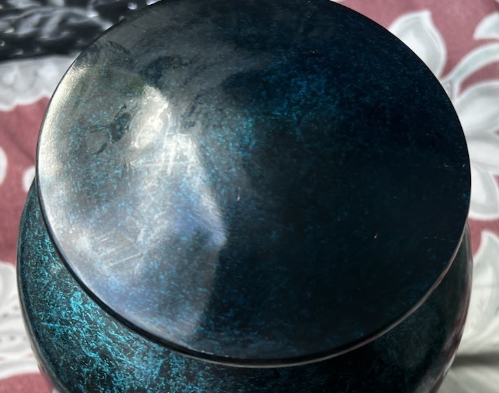 NEW LARGE METAL Alloy CREMATION URN FOR HUMAN ASHES BLUE 10”