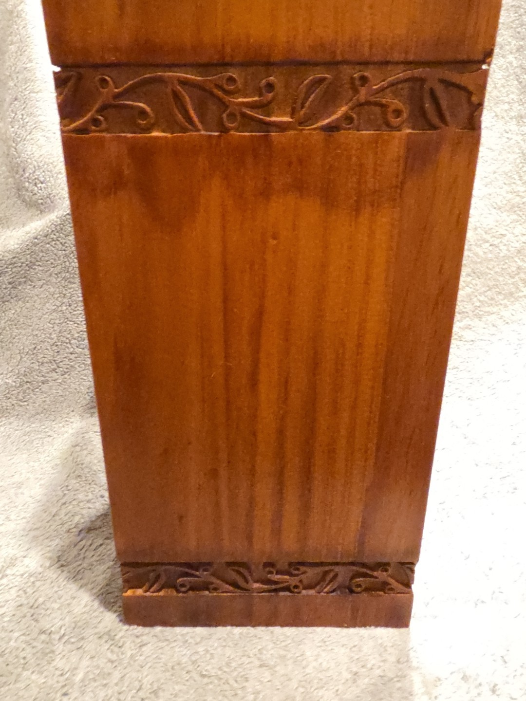 Handcarved Wooden Cremation Urn Tree of Life Celestial Sun And Moon Approx 11×6″