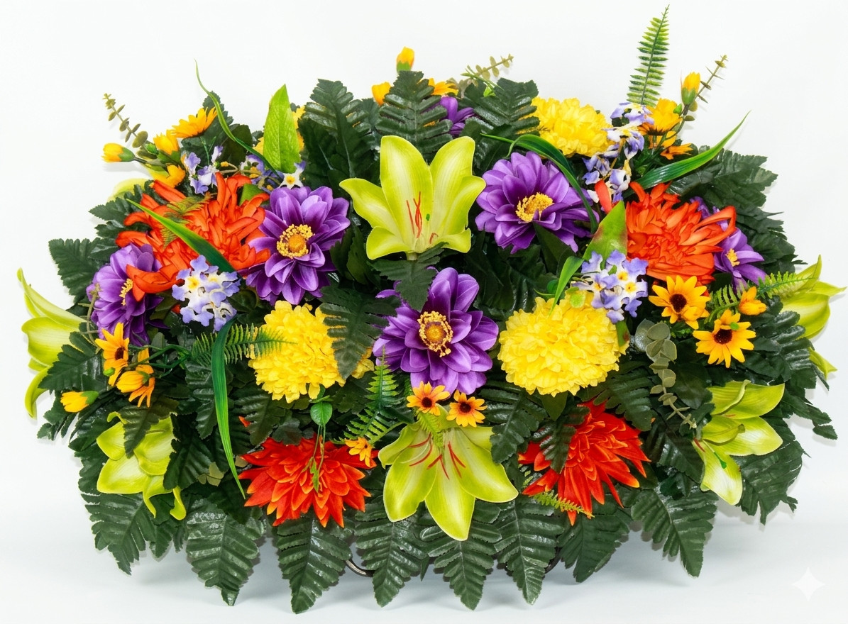 XL Cemetery Fall Flower Arrangement-Cemetery Headstone Saddle