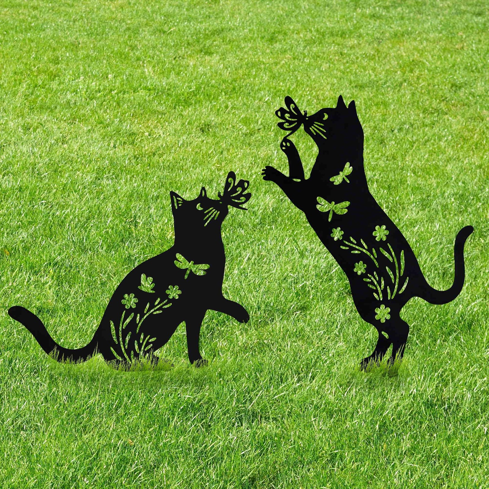 Outdoor cat Metal Garden Statue Black cat Silhouette Outdoor Garden Decoratio…
