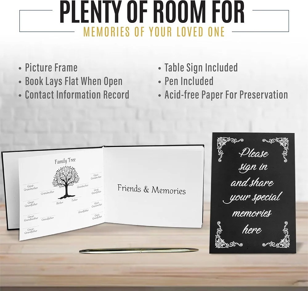 Funeral Guest Book for Memorial Service – Celebration of Life Sign in Book – Con