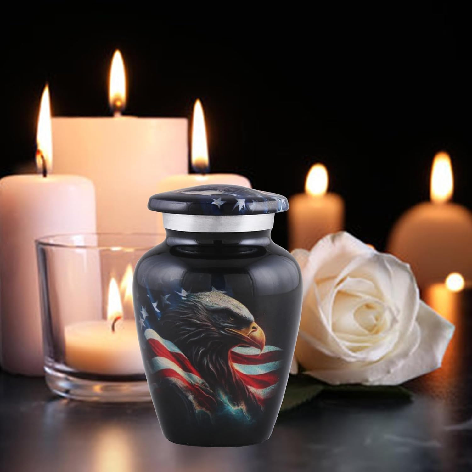 American Honor Keepsake Urn – American Flag & Eagle Mini Cremation Urns for Ashe