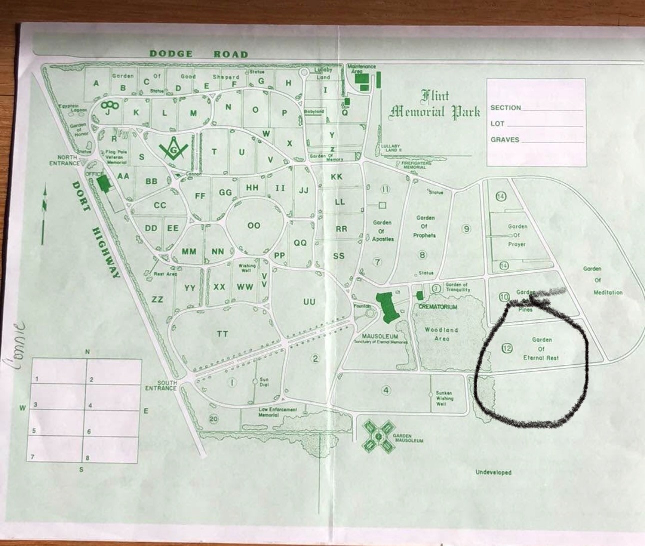 Flint Memorial Park Lot of 5 Cemetery Plots For sale Section D