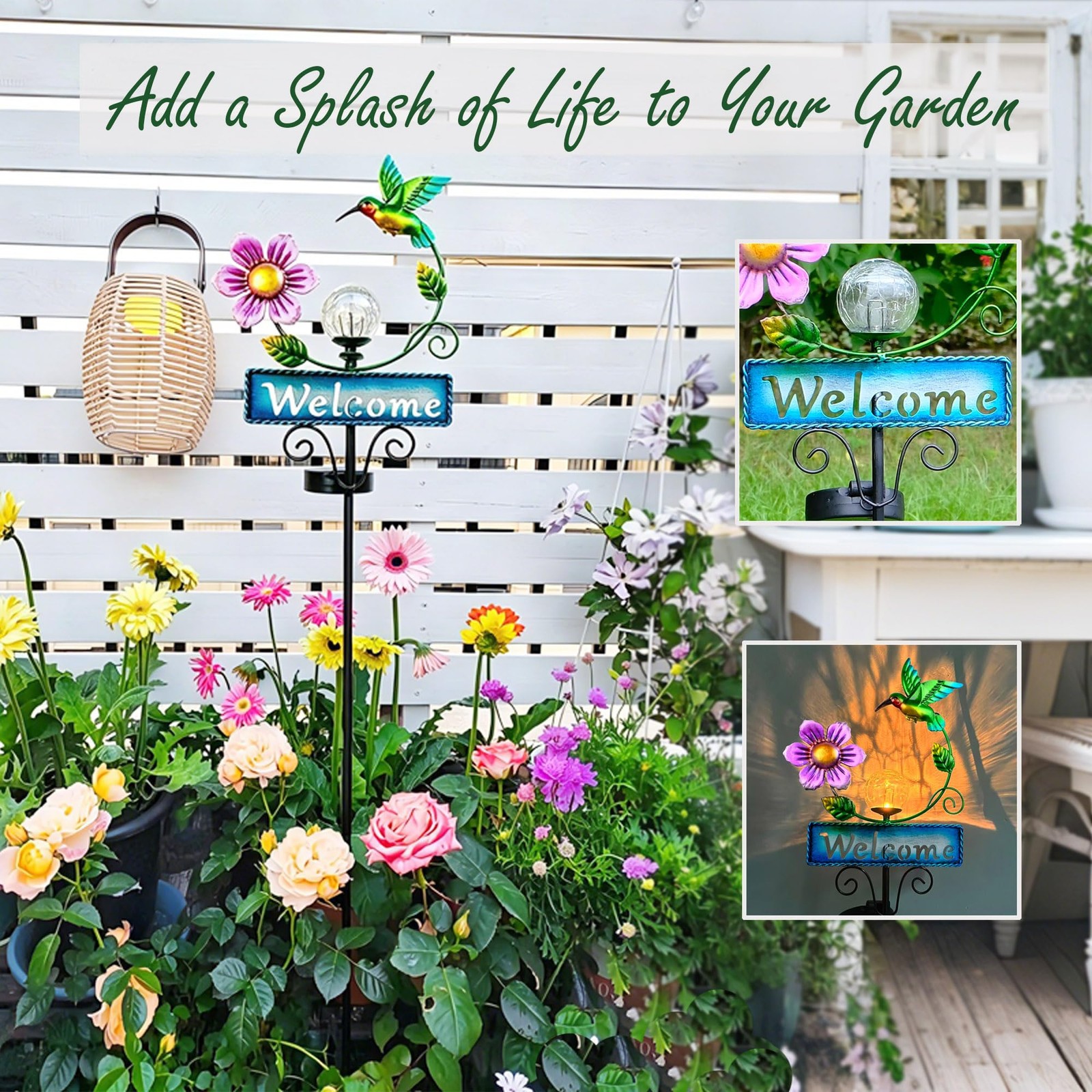 Hummingbird Garden Decorations for Outside, Solar Waterproof Stake Lights wit…